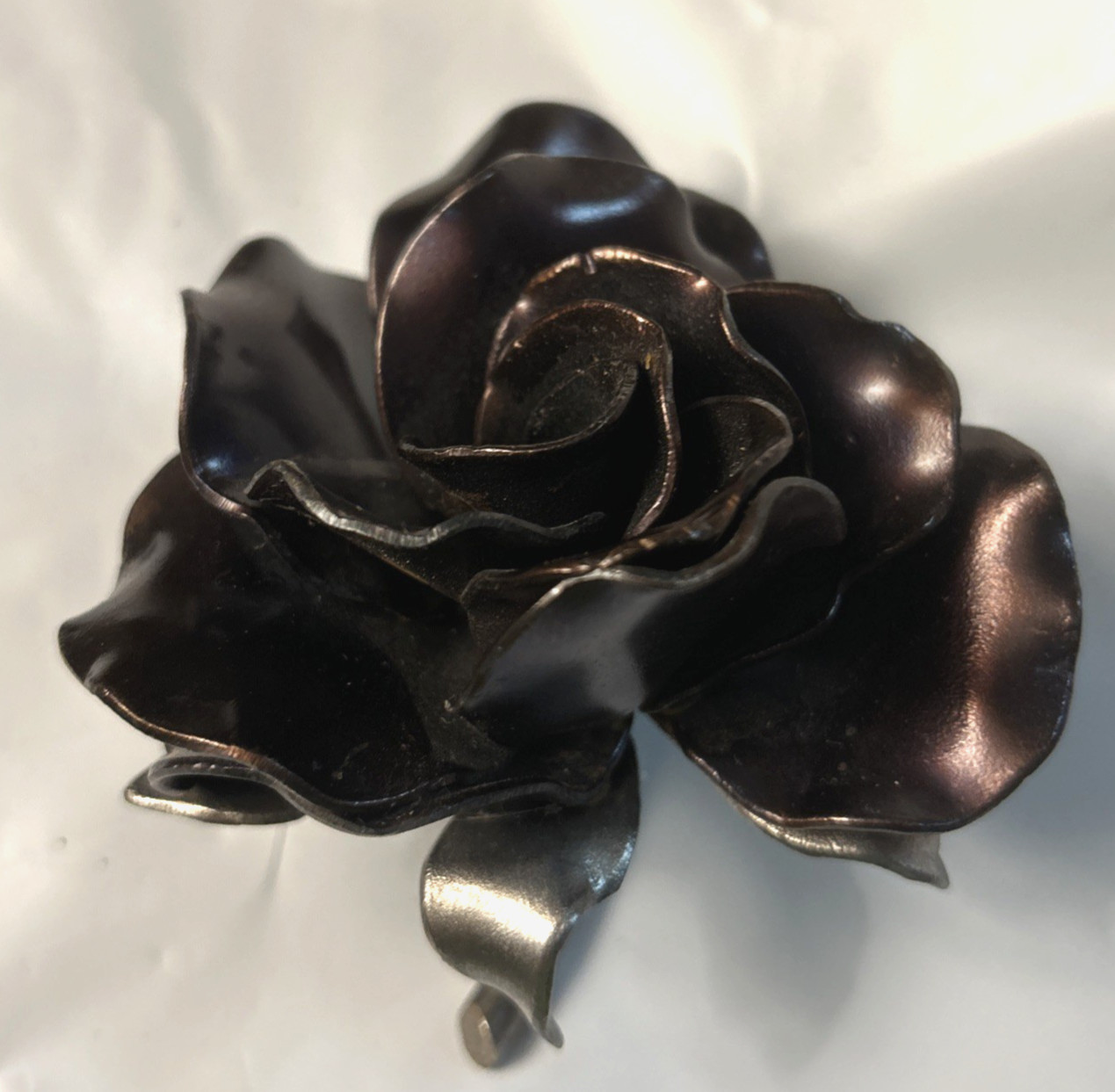 Handmade Steel Copper Tone Rose Raw Metal Flower Industrial Home Decor 4 inch