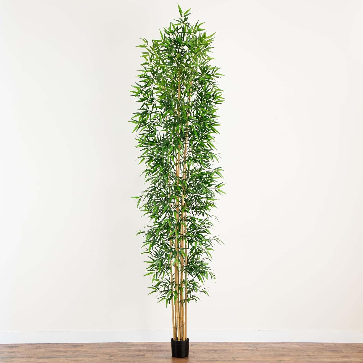 12Ft Artificial Bamboo Tree with Natural Bamboo Trunks for Home Decor