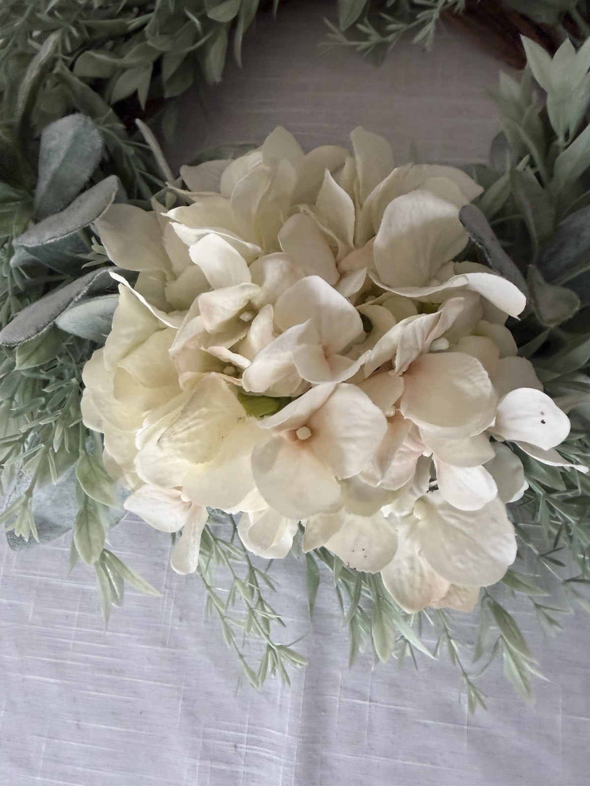 Beautiful Handmade Wreath Decor Greenery Hydrangea Year-round approx 17”