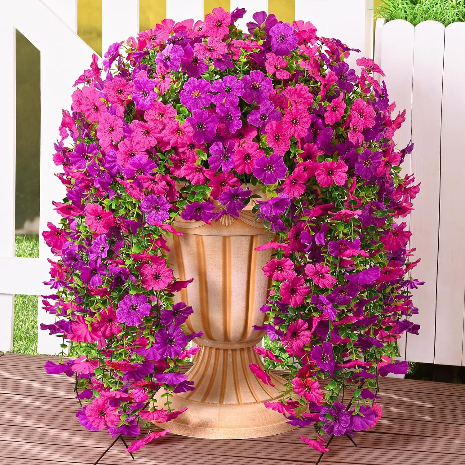 4 Pcs Look Real Artificial Flowers for Outdoors, Realistic Fake Artificial Hangi