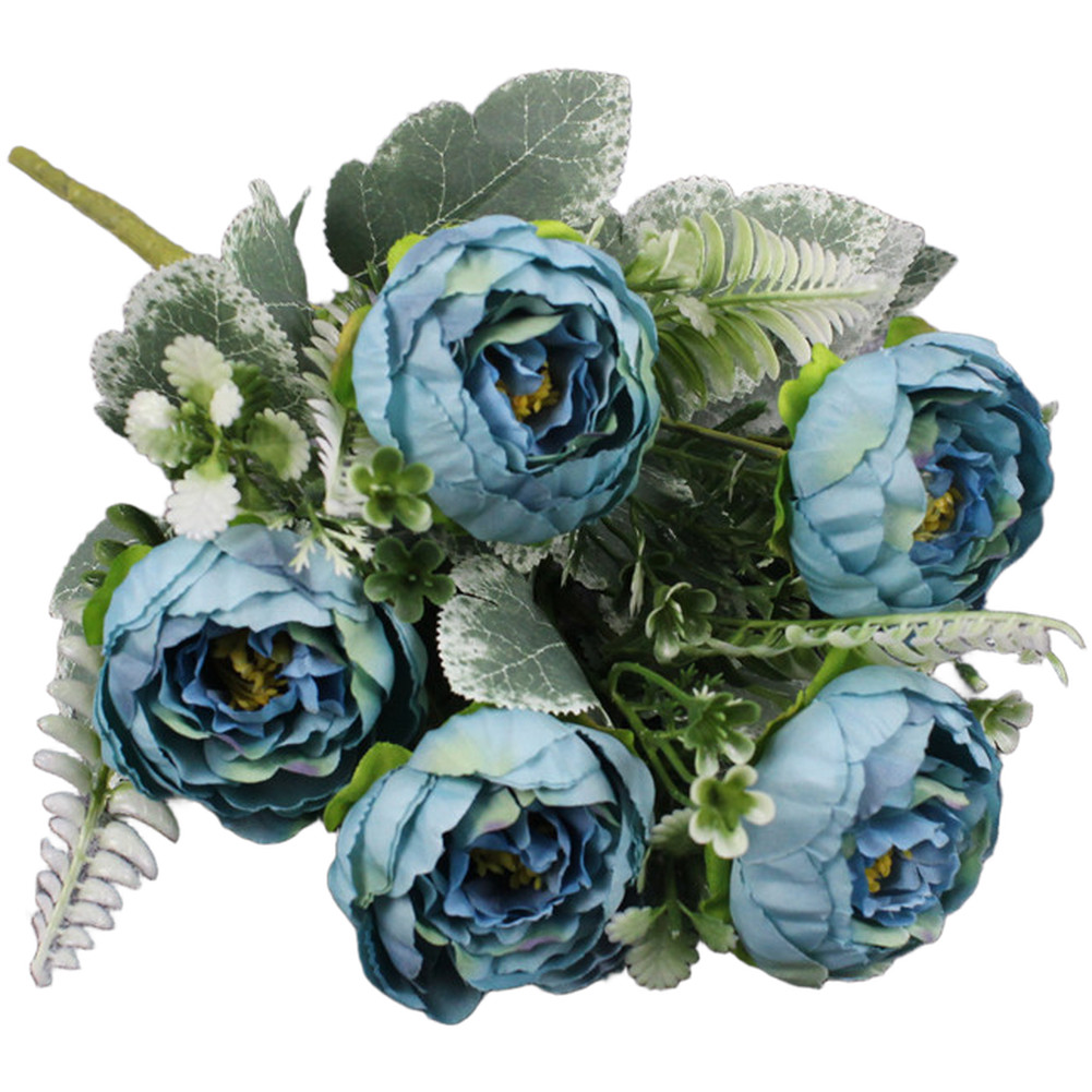 6 Head Silk Peony Bouquet Artificial Flowers for Wedding Home Decor Party