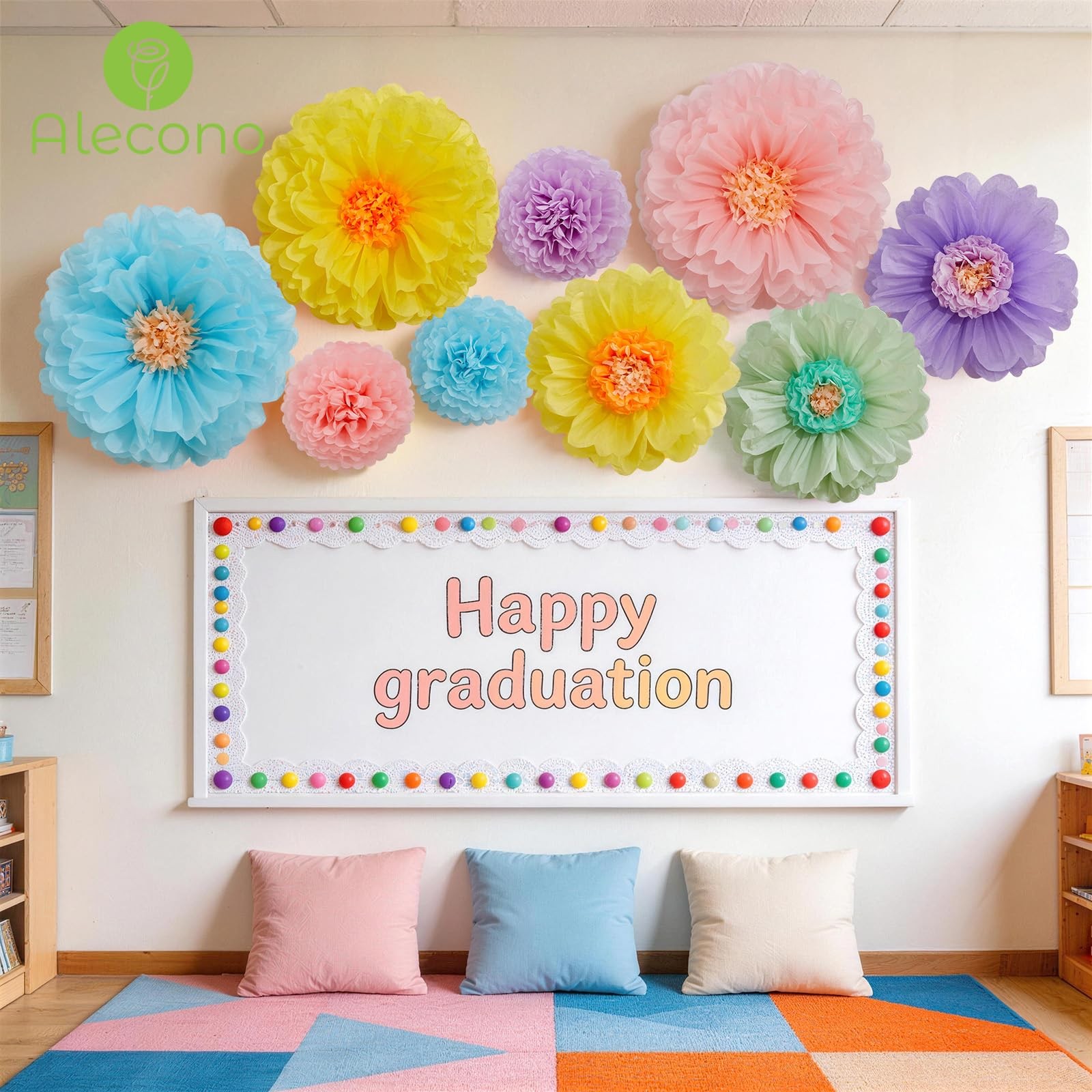 9 PCS Giant Paper Flowers Extra Large Handcrafted Tissue Decorations Backdrop