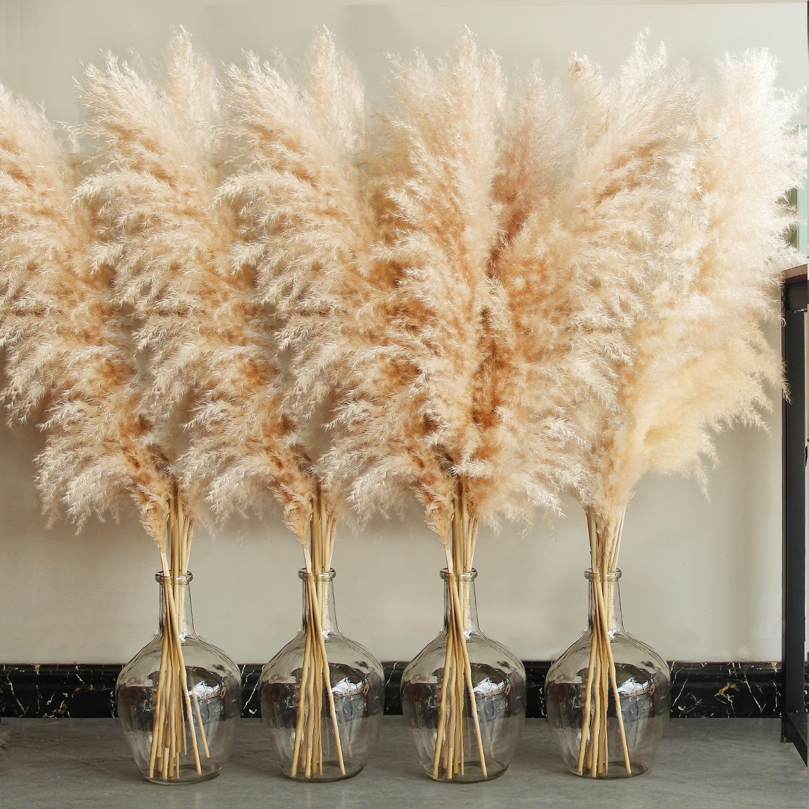 40″ Natural Pampas Grass Stems – Tall Boho Decor for Weddings, Parties & Farmhou