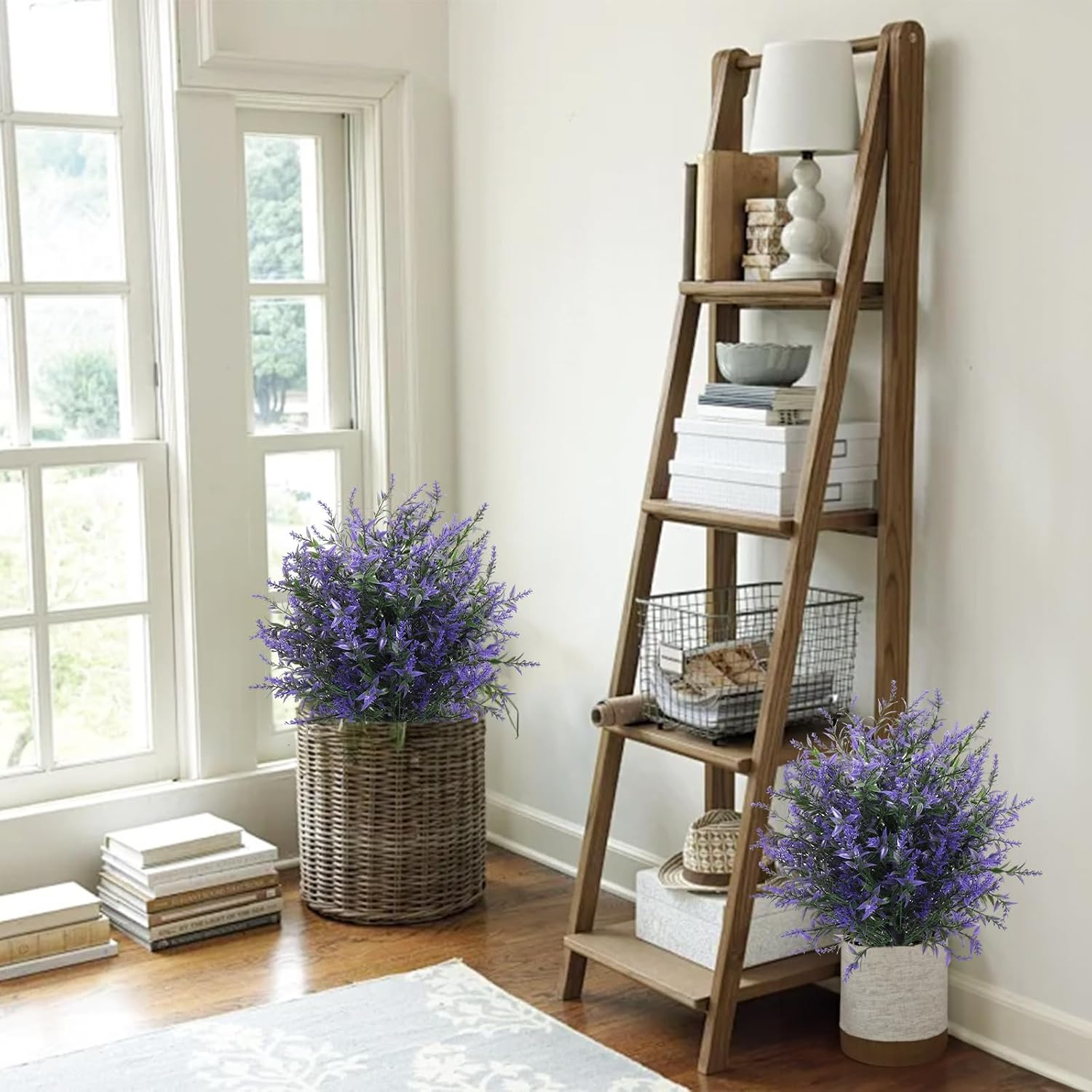 Purple Artificial Lavender Topiary Ball Tree – 2Pc UV Resistant Decor