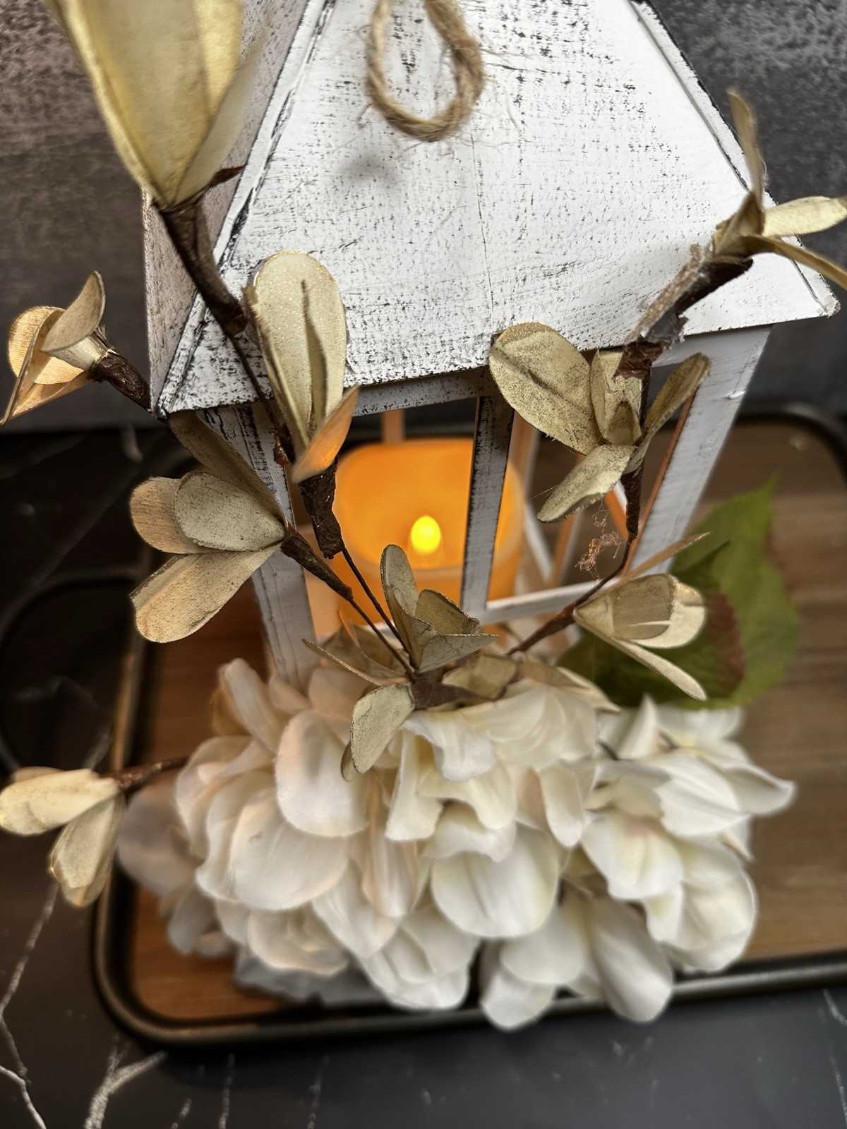 New Flower Arrangement, Faux Floral Centerpiece, Mothers Day Gift, Beige Decor