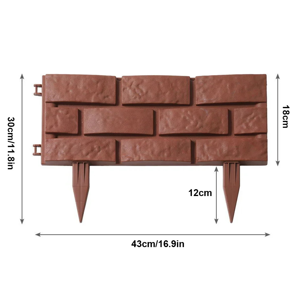 Garden Edge Fence 1/4pcs Imitation Stone Brick Lawn Plants Flowers and Support