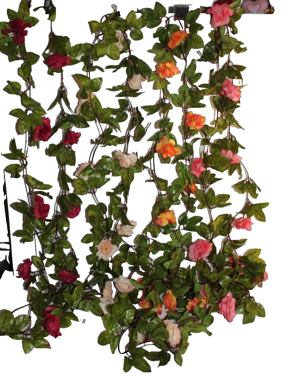 8 Feet Rose Garlands with green leaves, Pastel Colors Wedding Party Decor