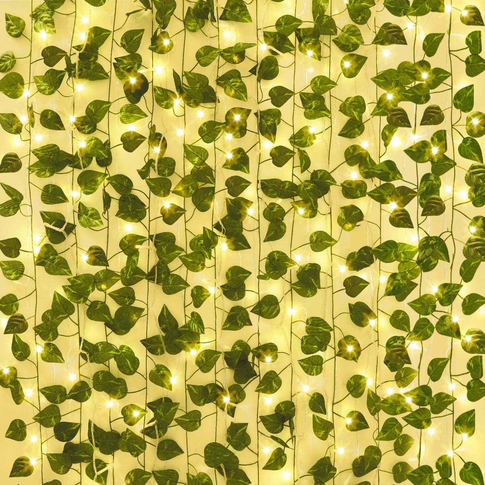 24 Pack 173ft Fake Ivy Vines with 200 LED String Lights – Artificial Greenery De