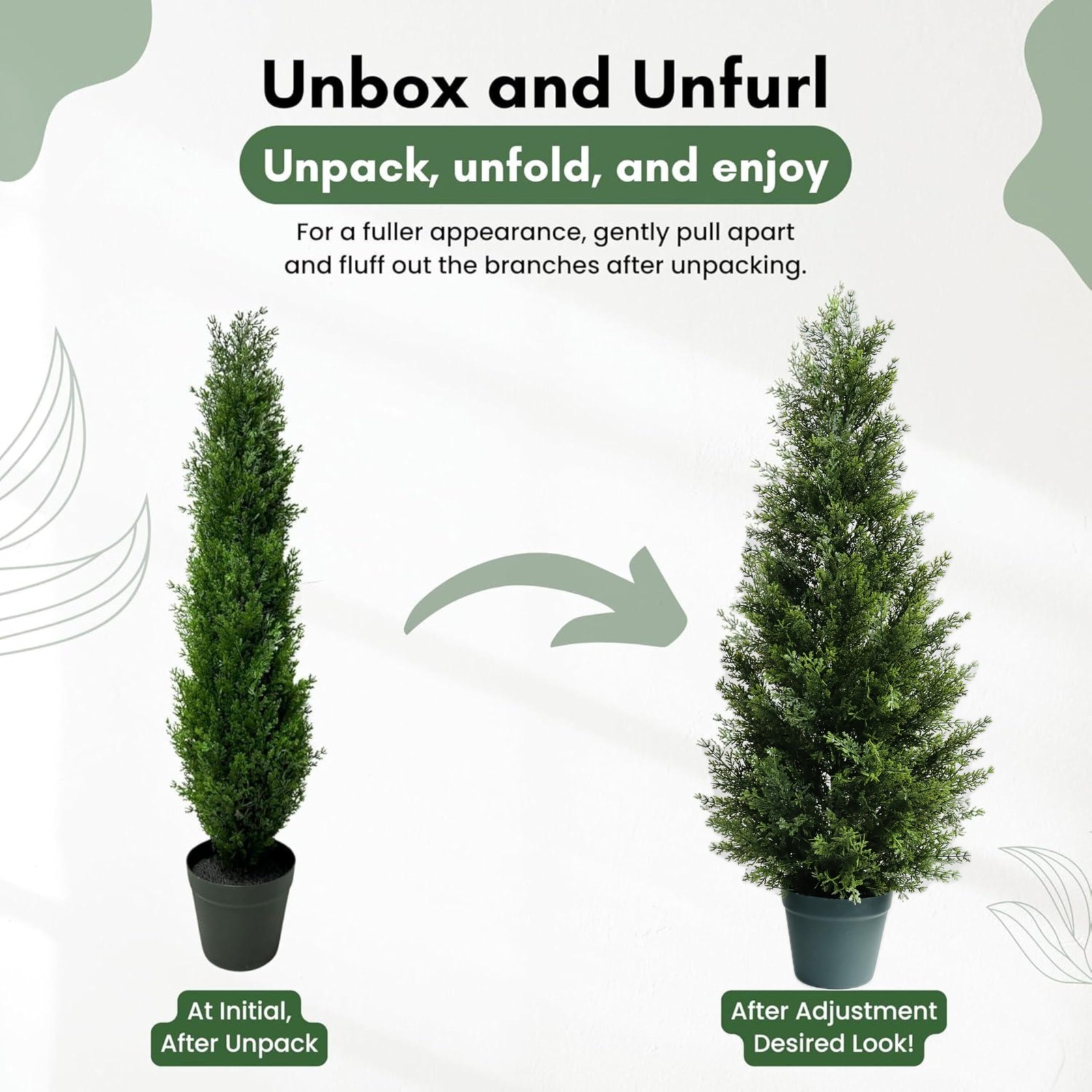 3 Feet Outdoor Artificial Topiary Cedar Tree, Set of 2 UV Resistant Potted Fa…