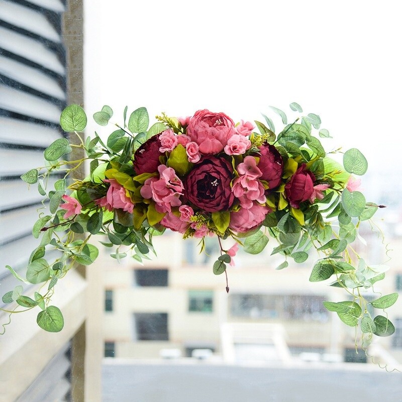 Artificial Flower Row Wreath Arch Backdrop Garland DIY Wedding Home Decor 60CM