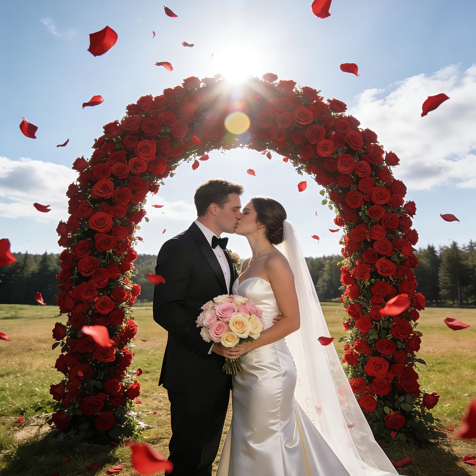 3000Pcs Dark-Red Rose Petals – Artificial Faux Flowers Fake Rose Petals for W…
