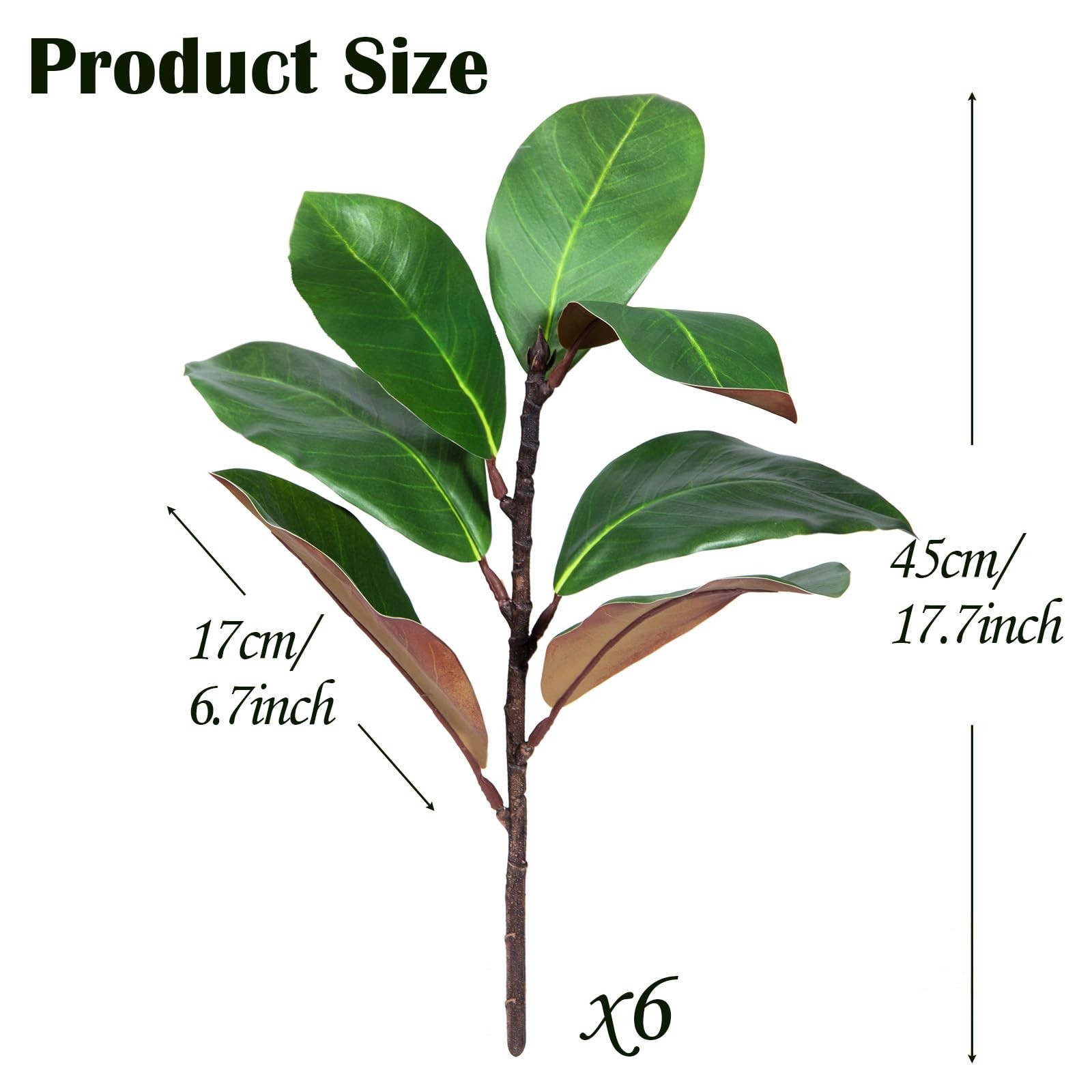 XONOR Artificial Magnolia Leaves Branches Fake Greenery Leaf Faux Magnolia St…