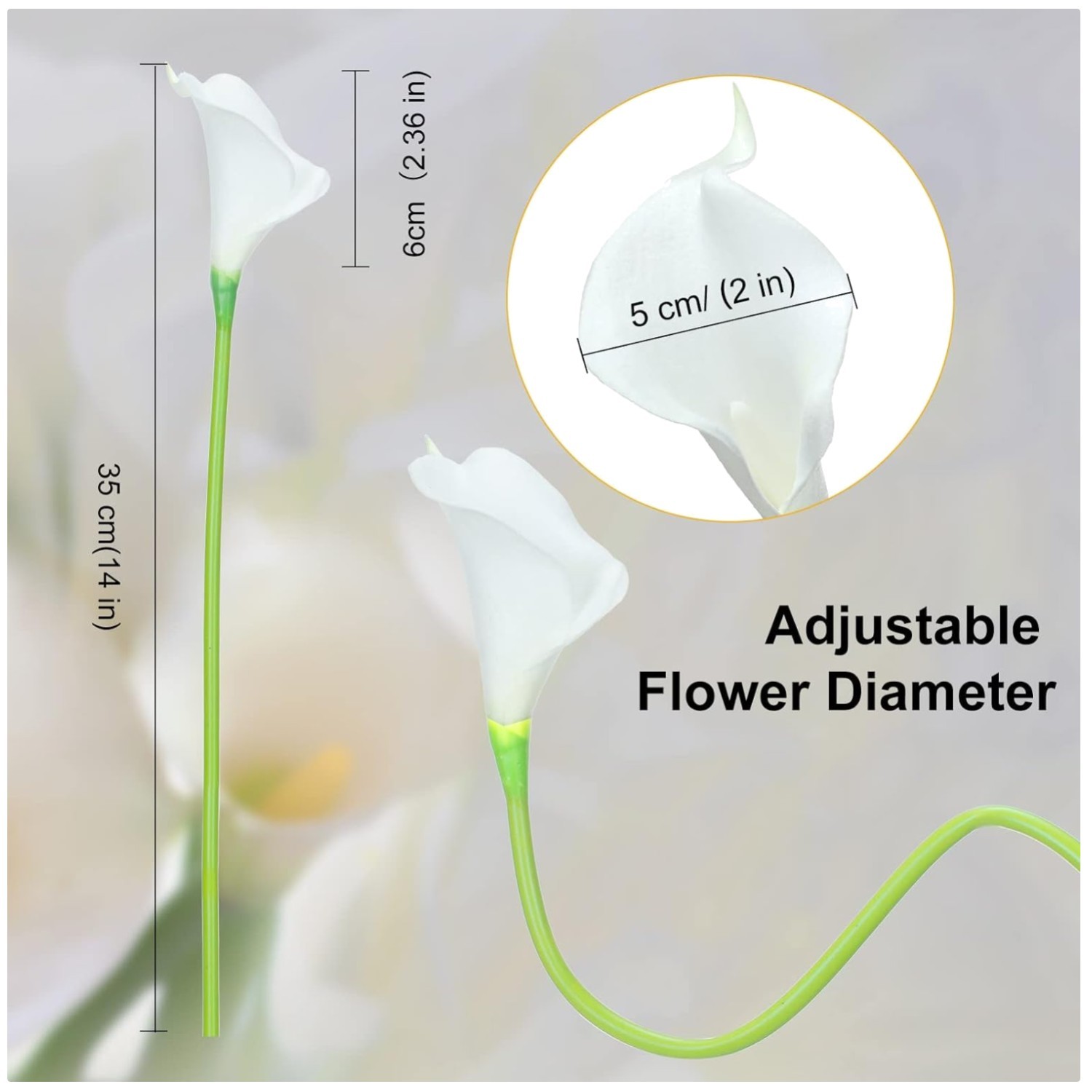 60 Pack Realistic Silk Calla Lily Flowers
