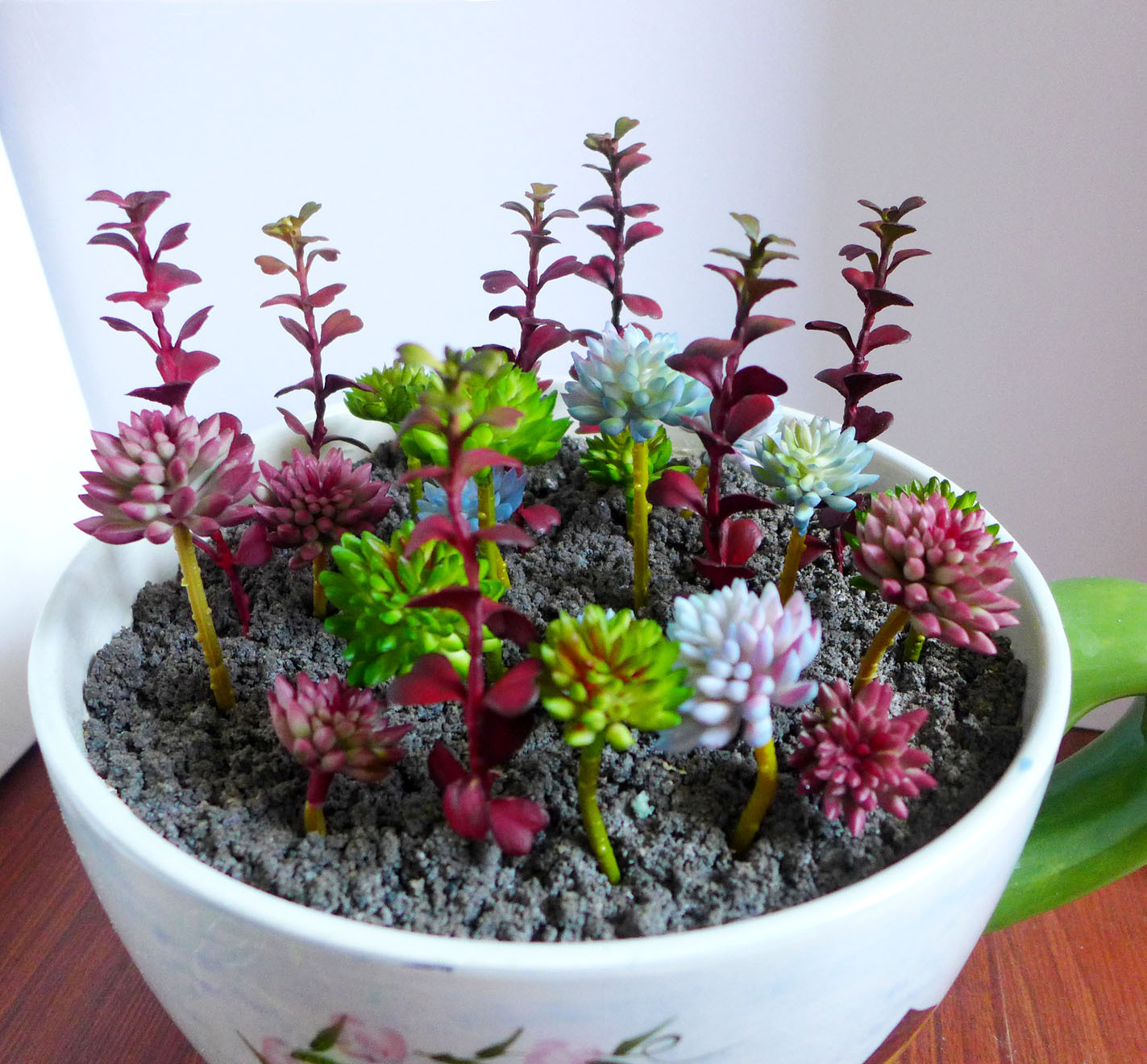 25 Red Miniature Grass Artificial Succulents Plants 3 Colors Stone Grass