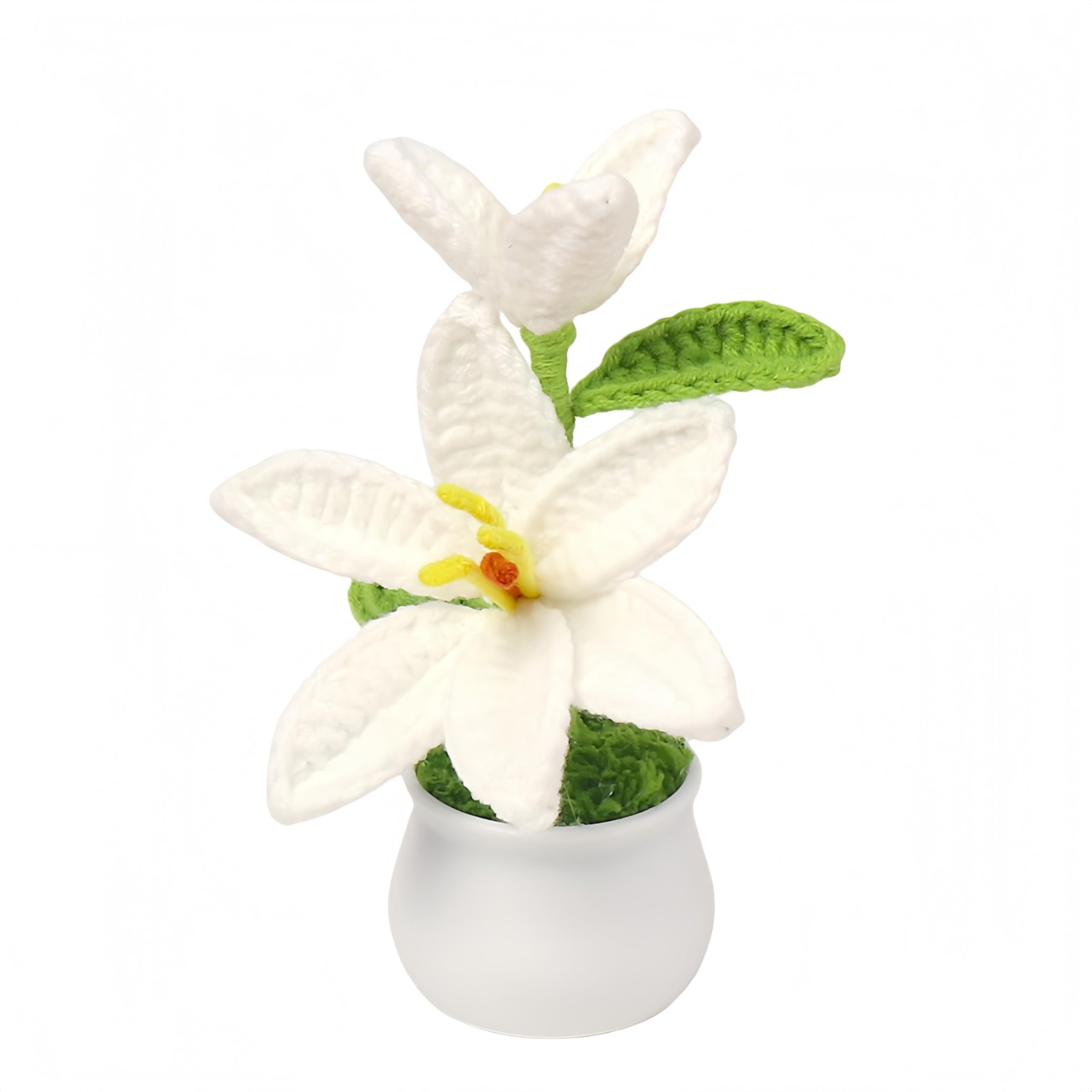 Handmade Potted Crochet Lily Flower, Artificial Lily Flower Pot with Realisti…