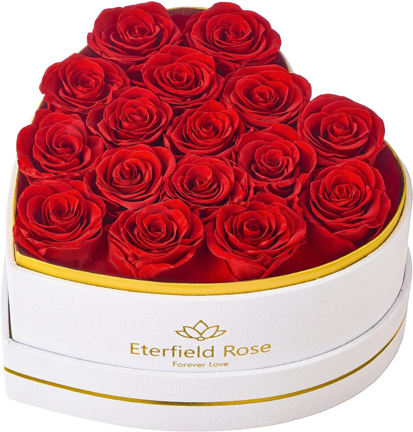 16 Forever Flowers in Heart Shape Box Preserved Roses,Red | 100% Real Rose that