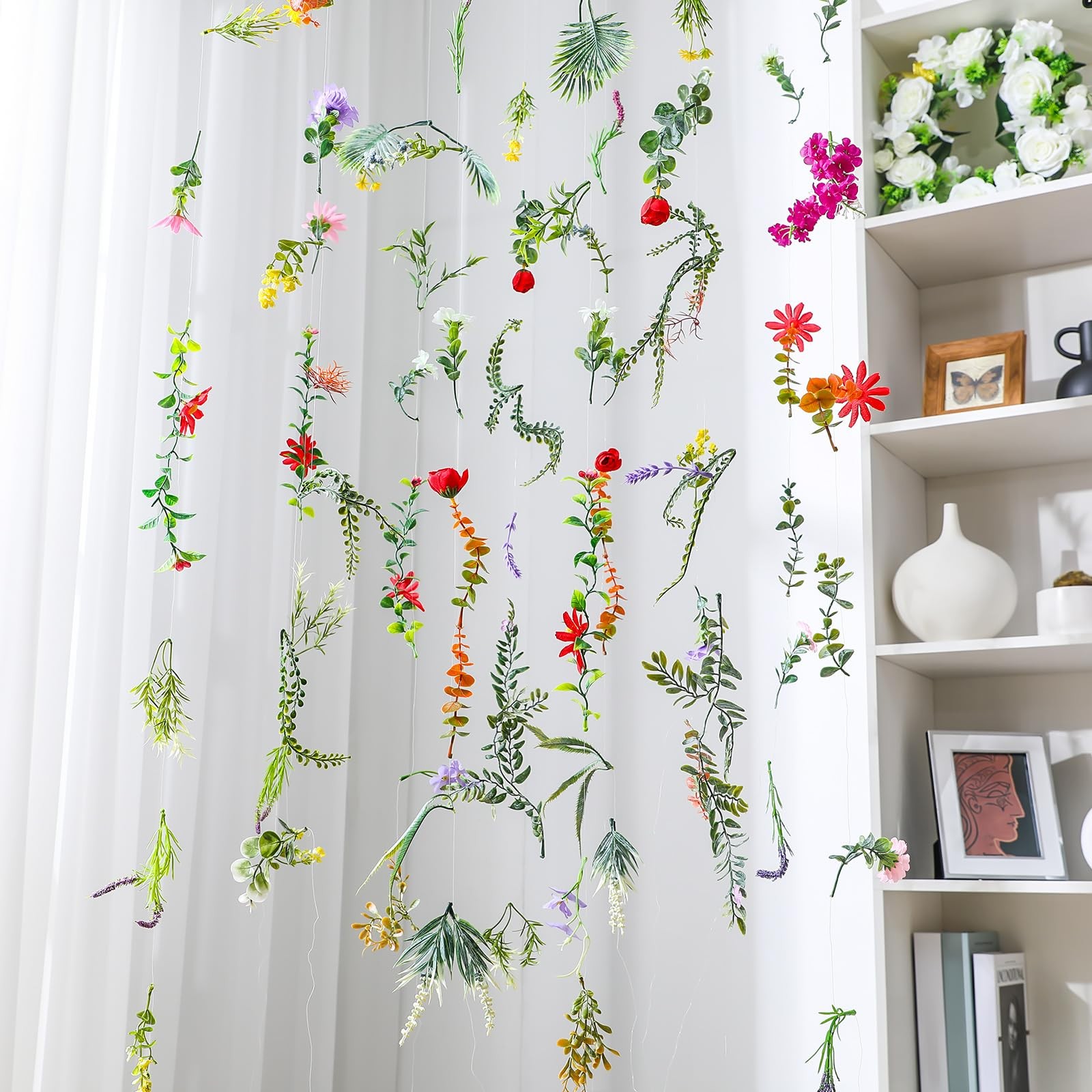 6 Pcs 35.4 ft Flower Garlands Artificial Wildflower Vines Floral Hanging Back…