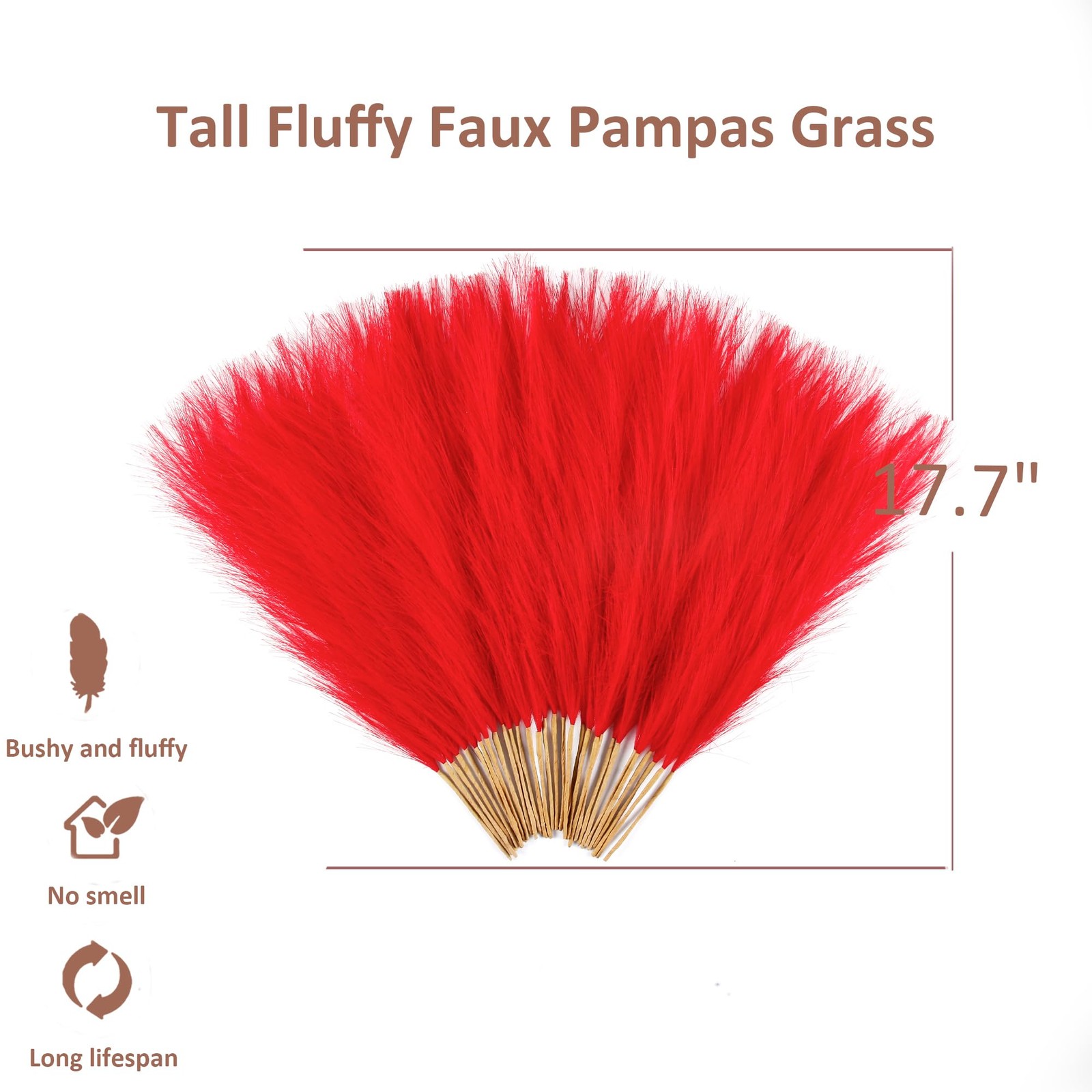 Red Pampas Grass Small, 30 Pcs 17″ Faux Pampas Grass Short Decor, Pompas Gras…