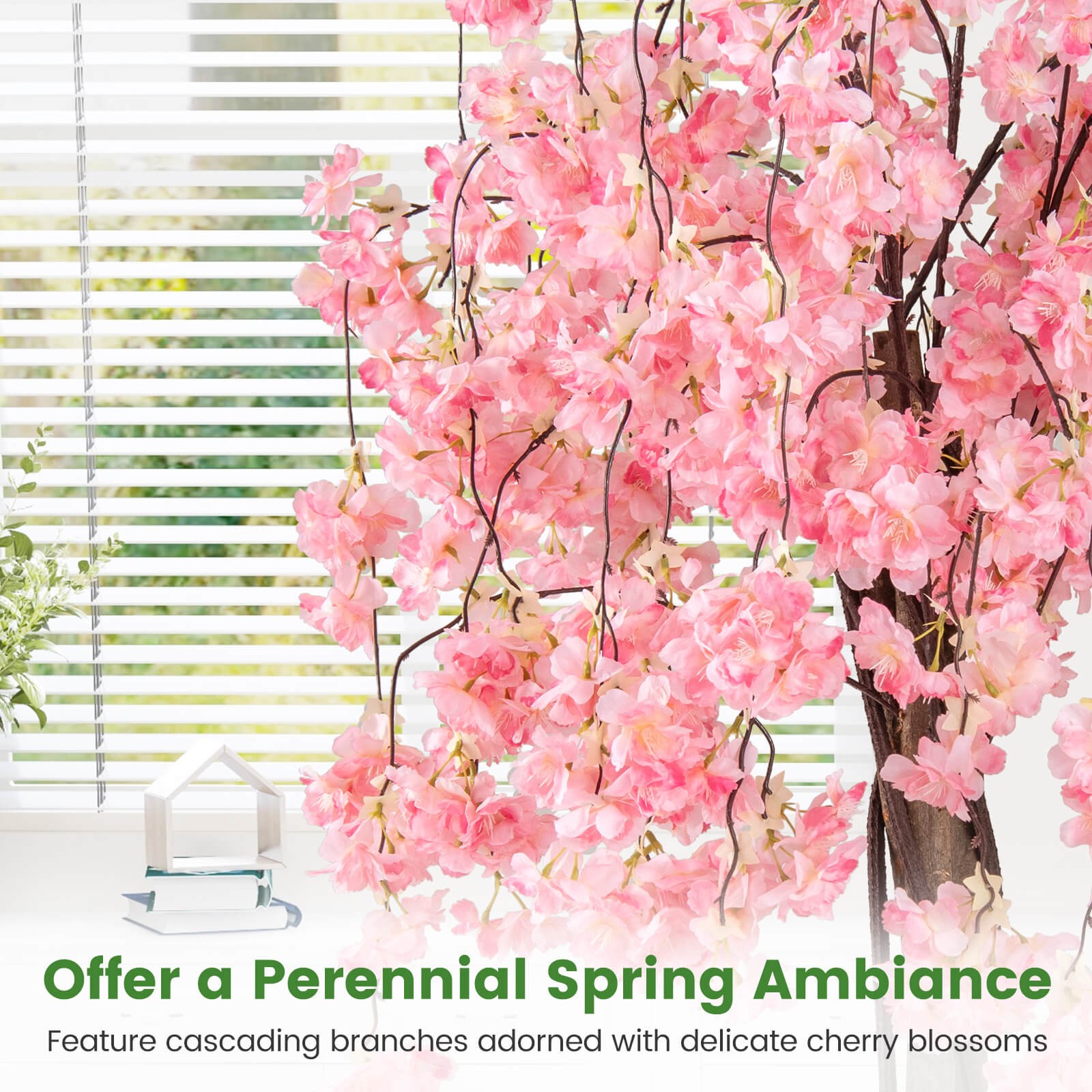 2 Pack 5.5 FT Tall Artificial Cherry Blossom Tree w/Pink Flowers Decoration