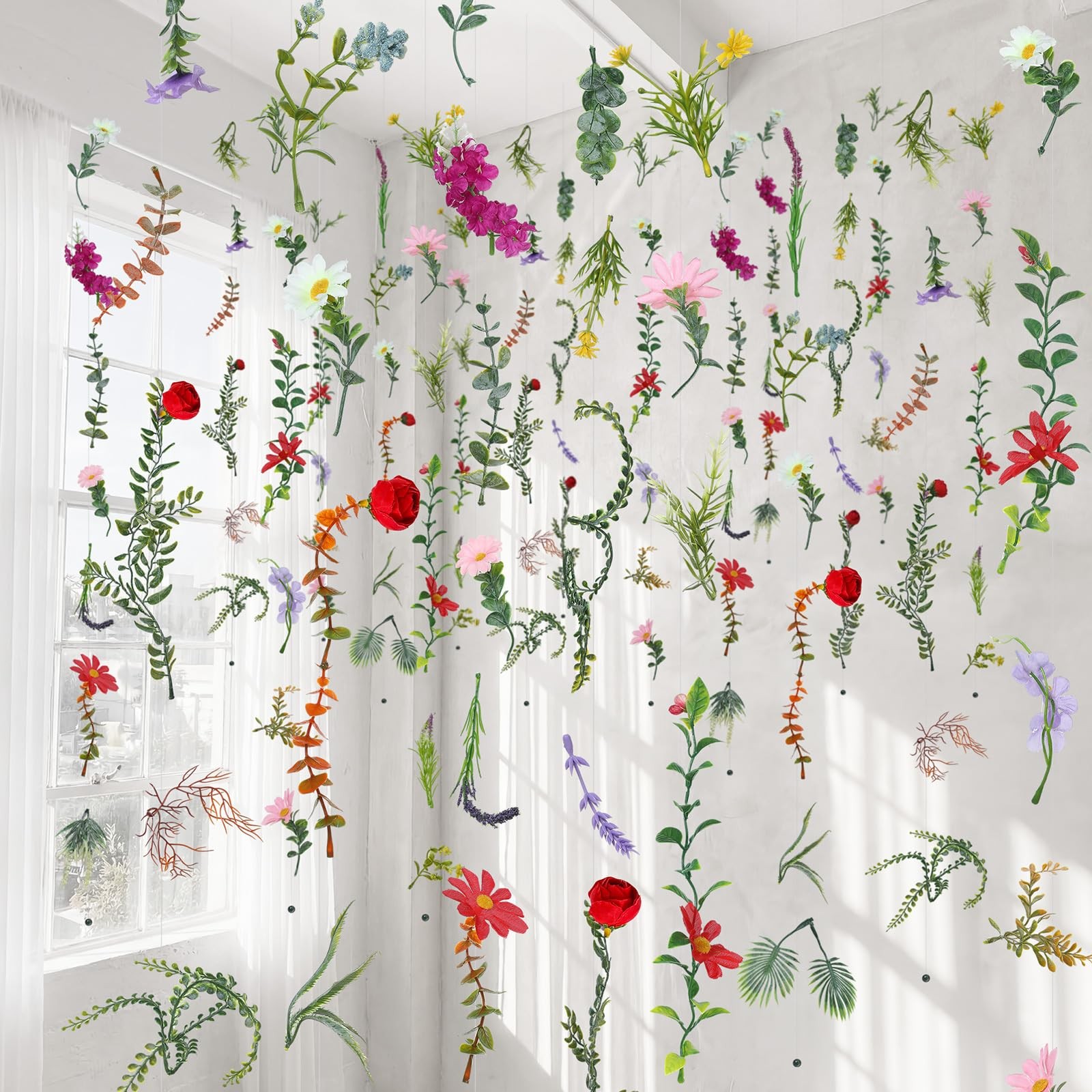 6 Pcs 35.4 ft Flower Garlands Artificial Wildflower Vines Floral Hanging Back…