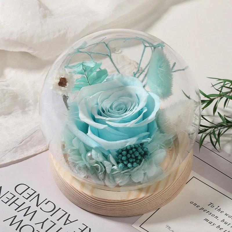 Eternal Rose in Glass Dome – Preserved Real Flower, Symbol of Lasting Romance
