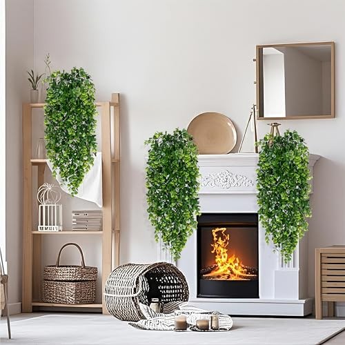 4 Pcs Artificial Hanging Plants 30 Inch UV Resistant Faux Vines for Indoor Decor