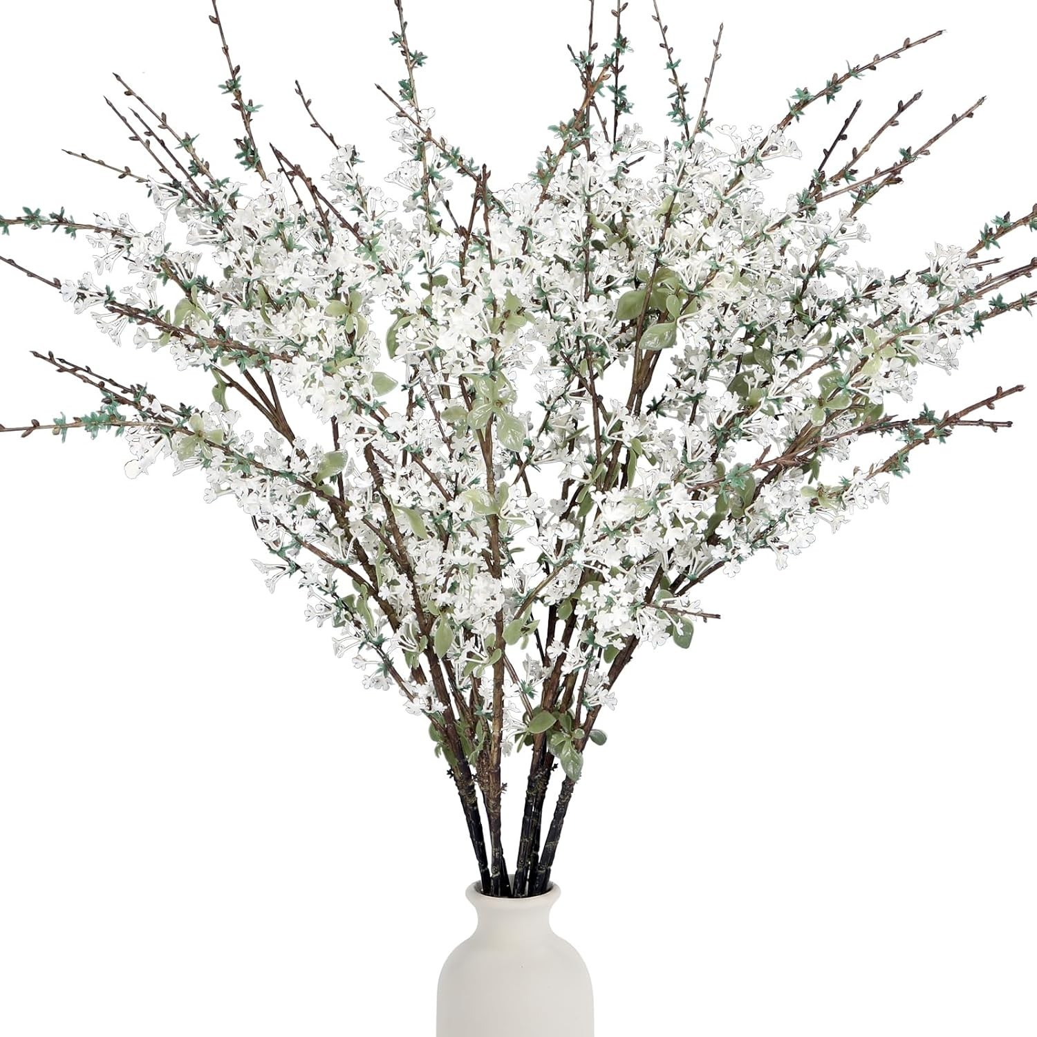 White Flowering Branches, 10 Pack 32” Real Touch Artificial Flowers for Tall…