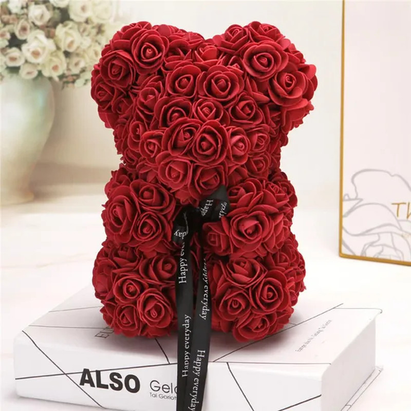 Artificial Flowers 25Cm Rose Bear Girlfriend Anniversary Christmas Valentine’S D