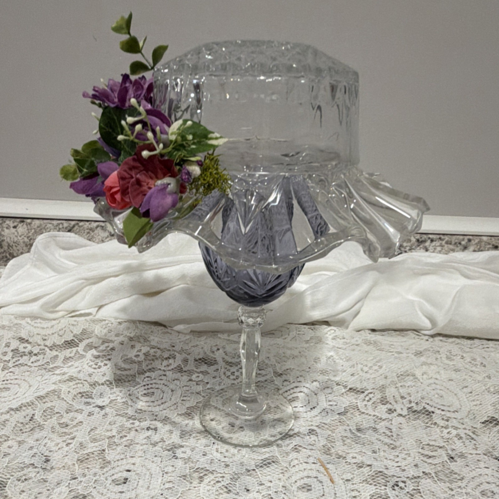 Unique- one of a kind, Glass hat – vintage style, 10in