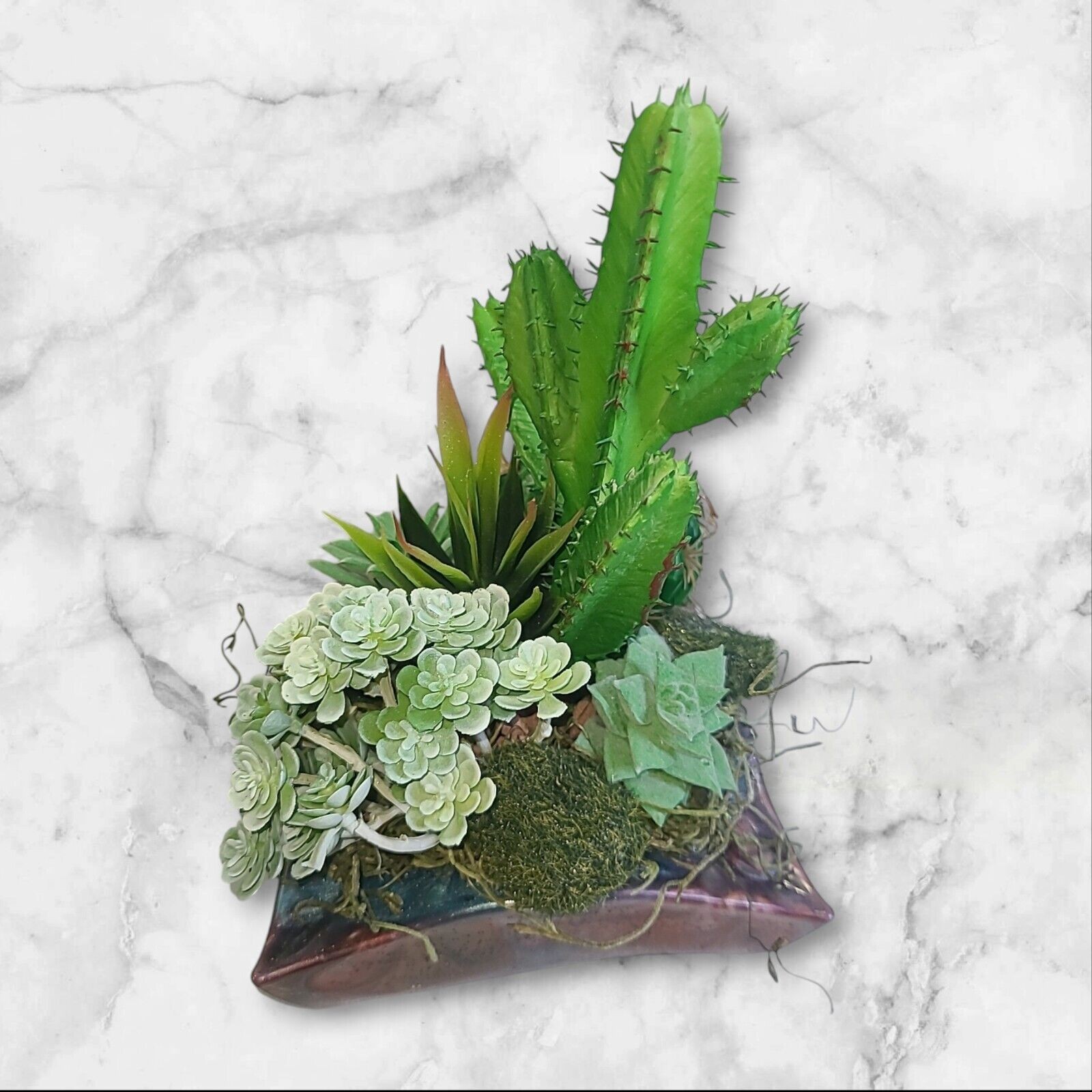 Small Artificial Succulent Flower Arrangement Centerpiece Plant 6″x6″x9″Tall