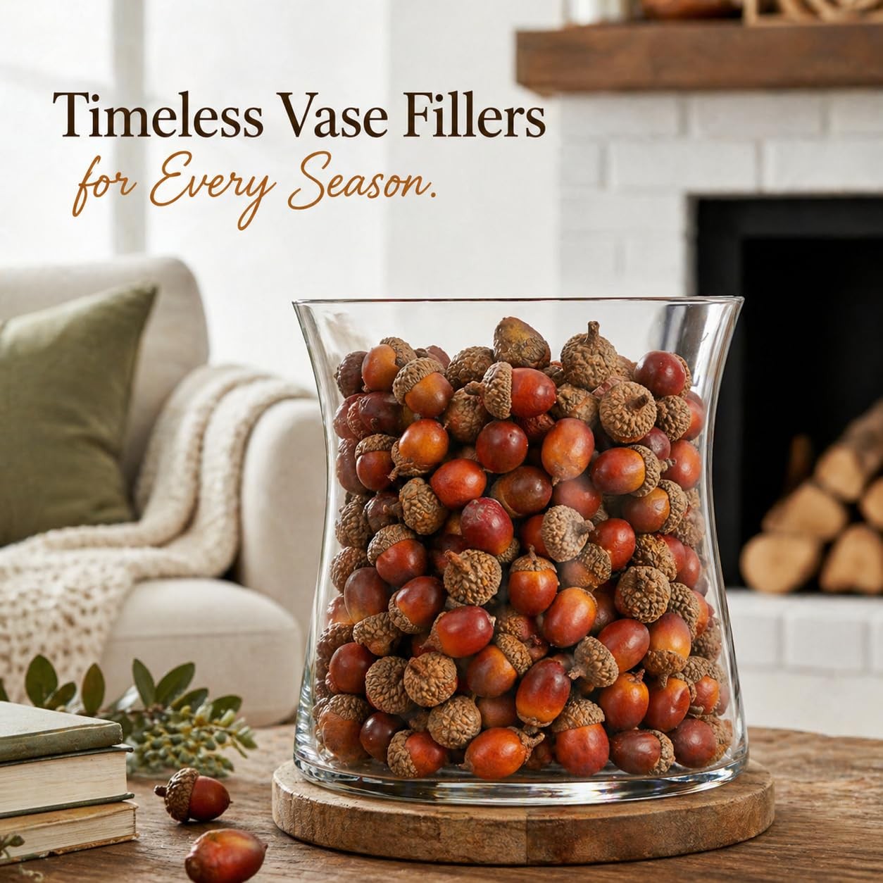 100pcs Artificial Acorns, 1.5 Inch Fake Nuts for Woodland Baby Shower & Weddi…
