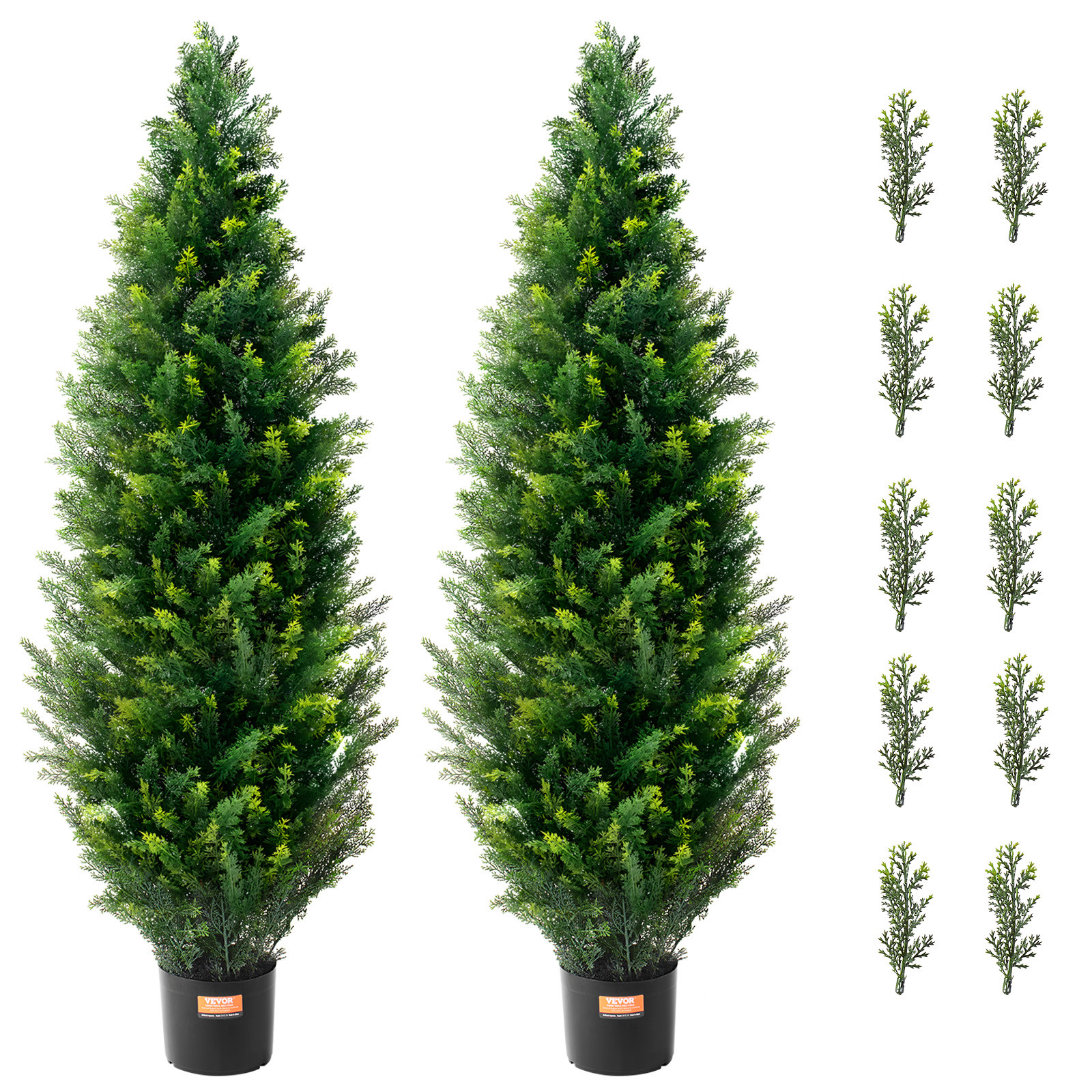 VEVOR 2 Pack 4′ Artificial Cedar Topiary Tree Faux Plant UV Decor In/Outdoor