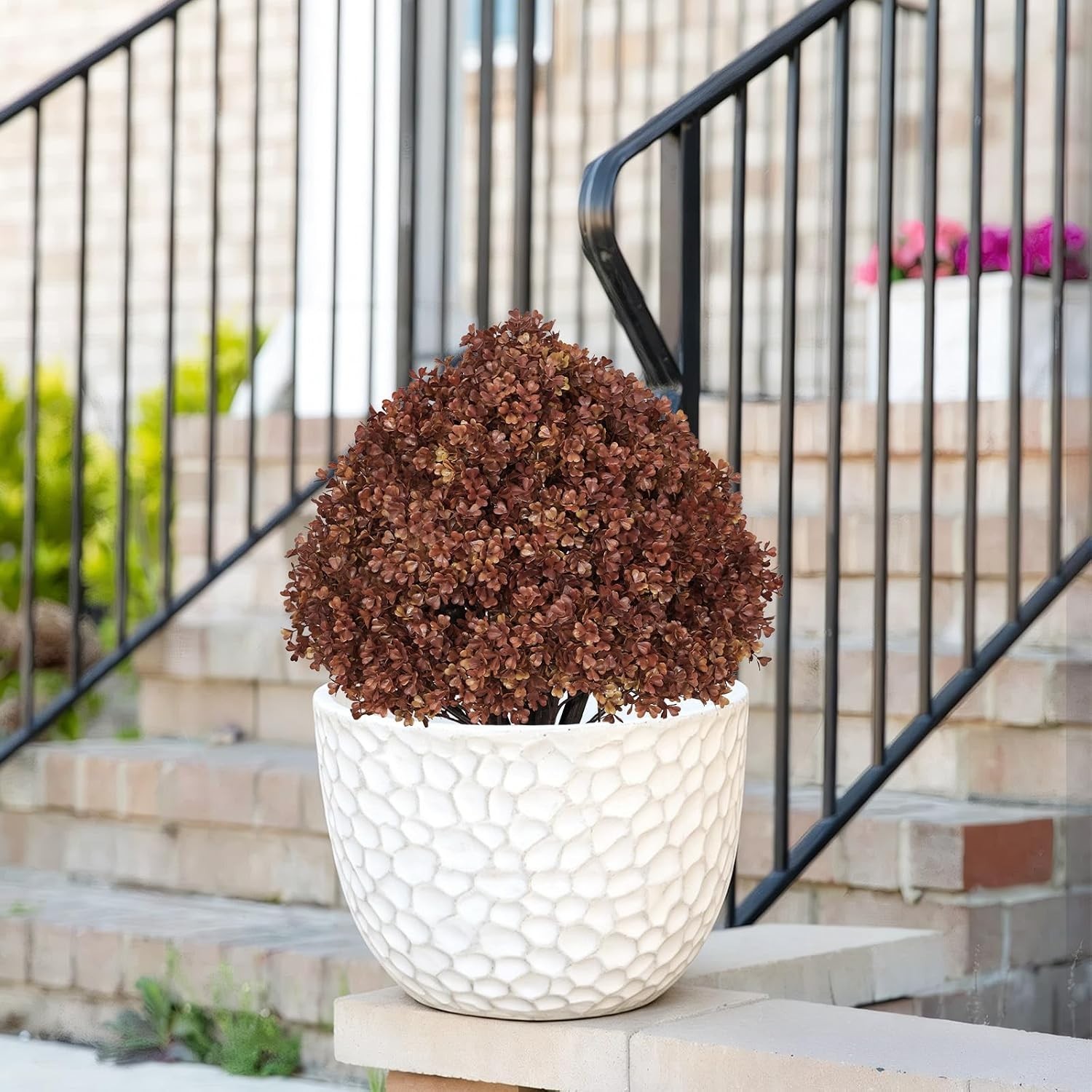 24″ Artificial Boxwood Fall Topiary Trees Set of 2 UV Resistant Faux Plants