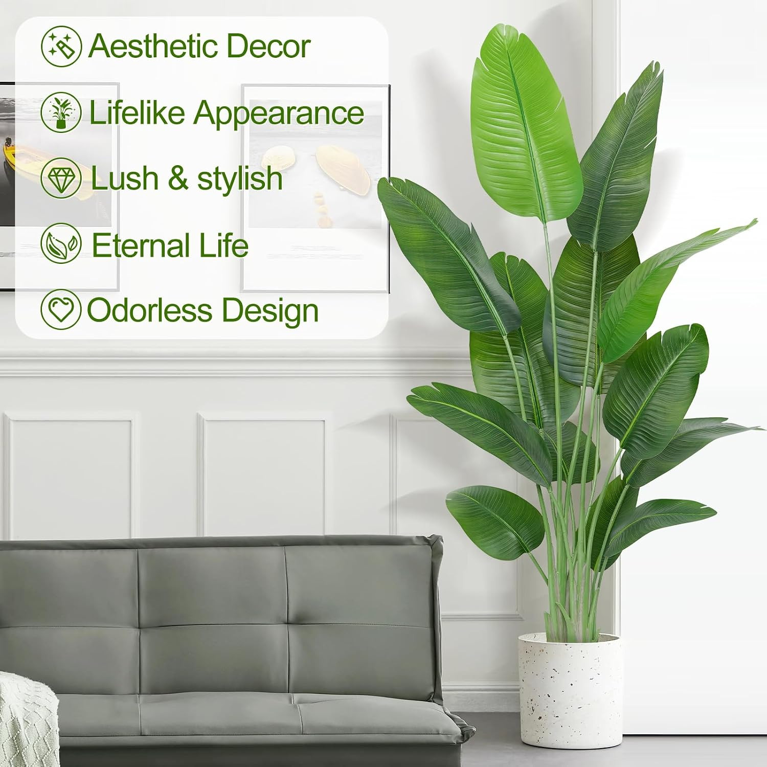 Lifelike Bird of Paradise Artificial Plant,6Ft Faux Banana Leaf Tree with 13 Tru