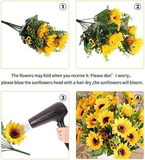 Luxurious 2 Bunches of UV Resistant Silk Sunflowers, Perfect for Home or Parties