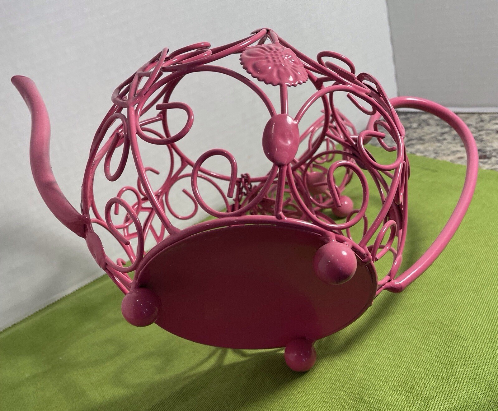 Hot Pink Metal See Through Decorative Tea Pot (s-2)