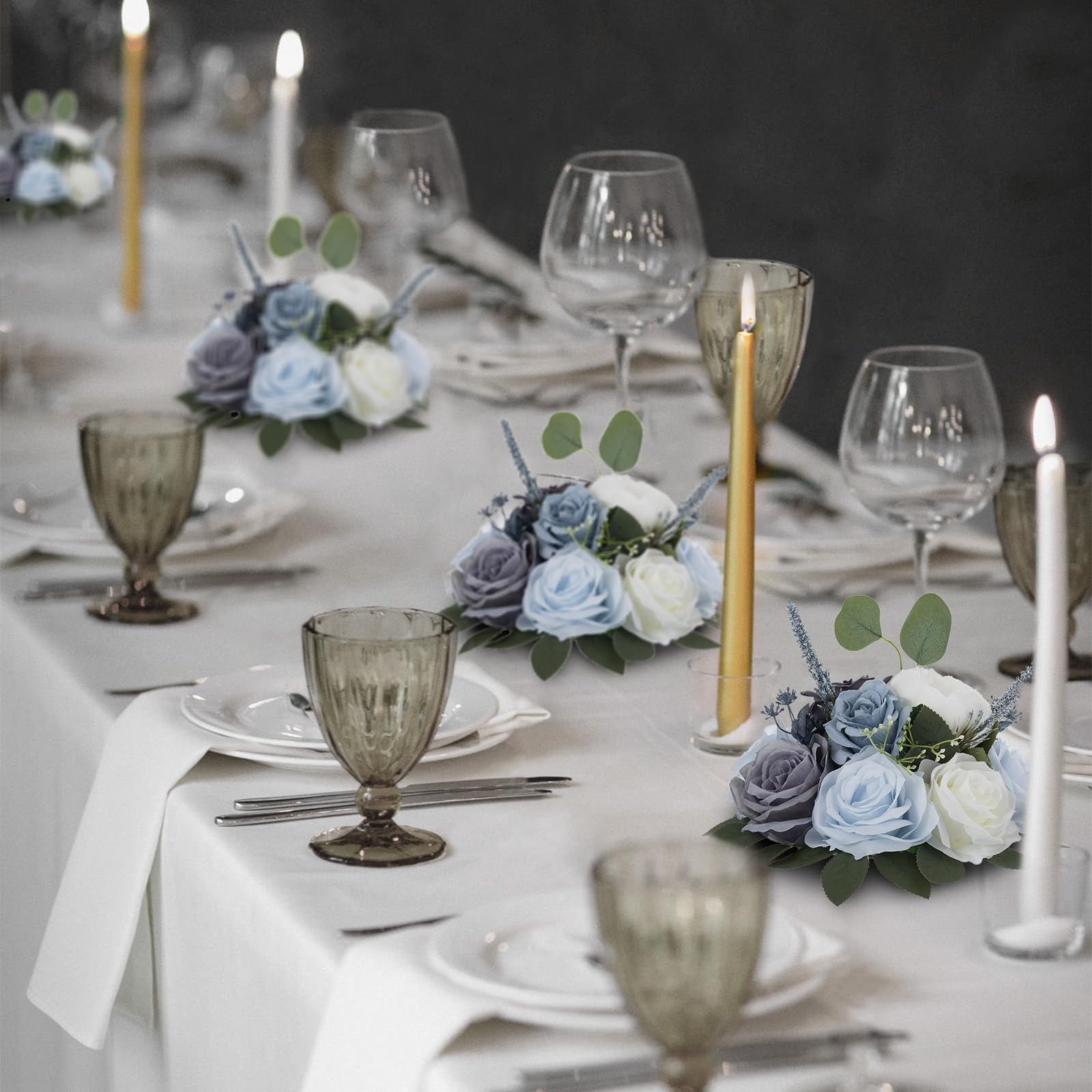 2 PCS Dusty Blue Rose Artificial Flowers Ball Wedding Centerpieces Decor DIY