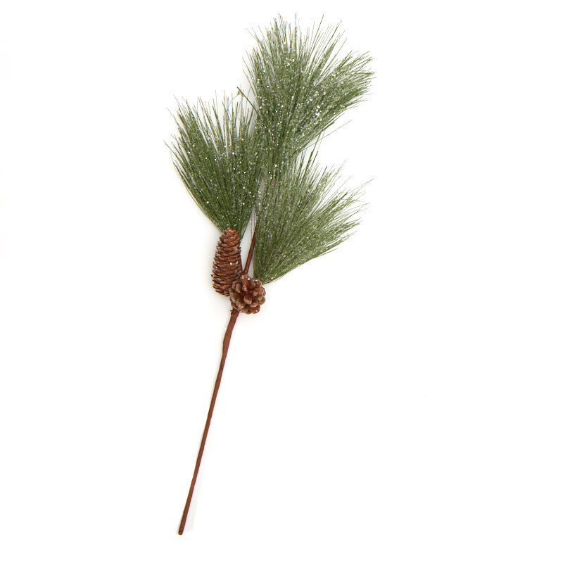 Set of 2 Frosted Artificial 27″ Pine Sprays with Pinecones