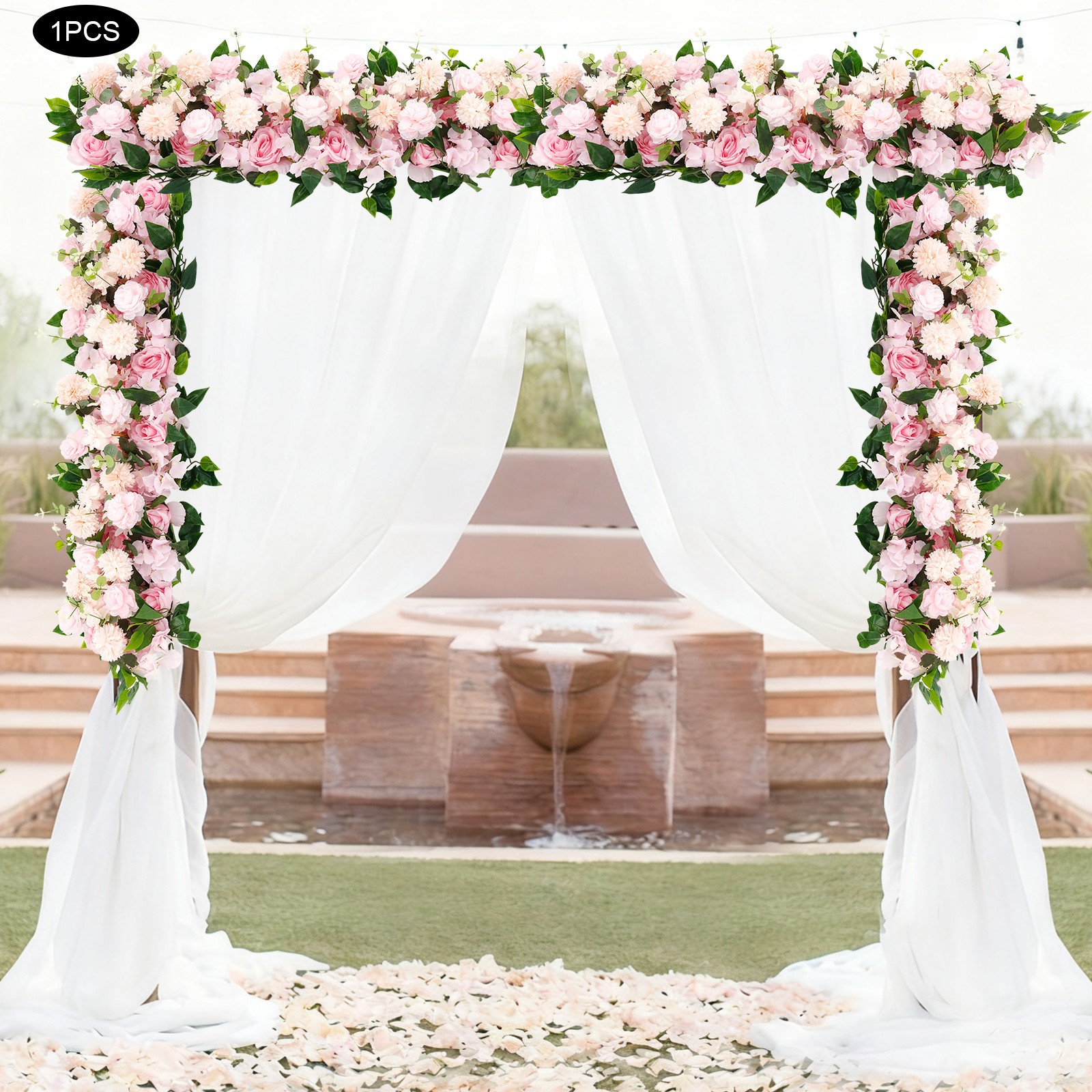 DIY Reusable Pink Artificial Flowers Row For Home Party Wedding 39.37*11.81in