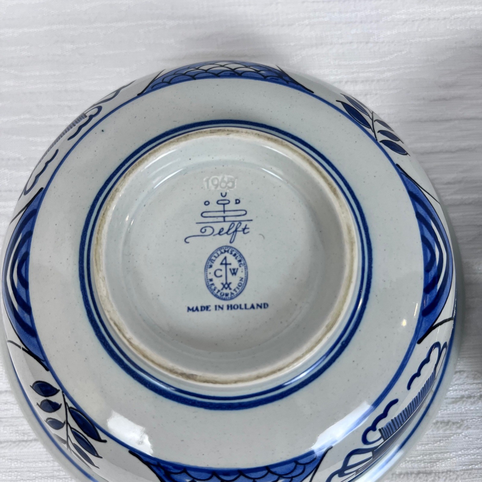 Vintage Delft Holland Flower Frog Pot Holder Blue White Ceramic 1965