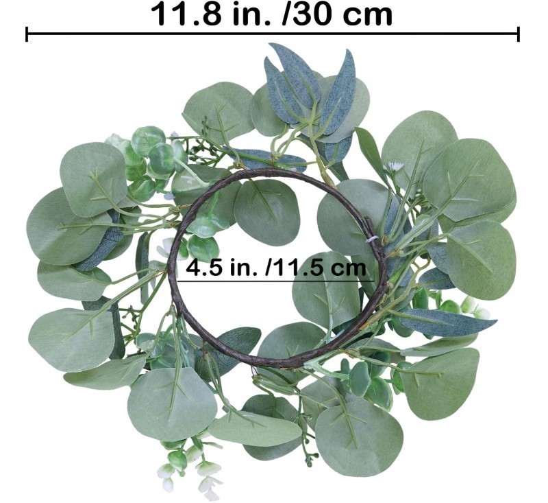 Artificial Eucalyptus Candle Rings – Set of 4 Greenery Wreaths for Holders