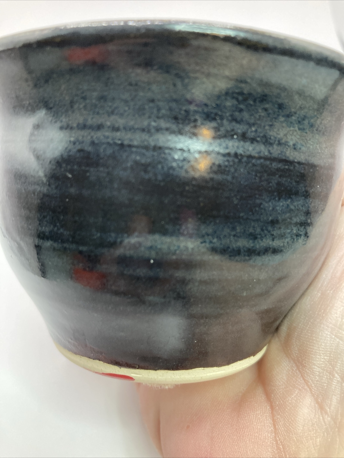 Flower Frog Vase Hand Glazed Handmade Pottery Black Handcrafted 3.5″x2.5″