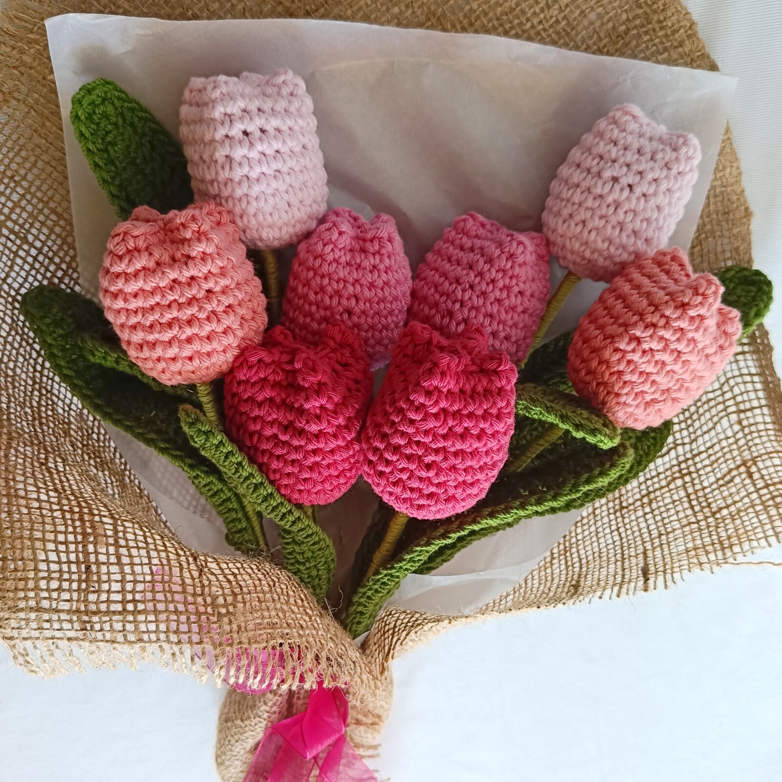 Crochet Tulip flowers Bouquet for Gift or Decor