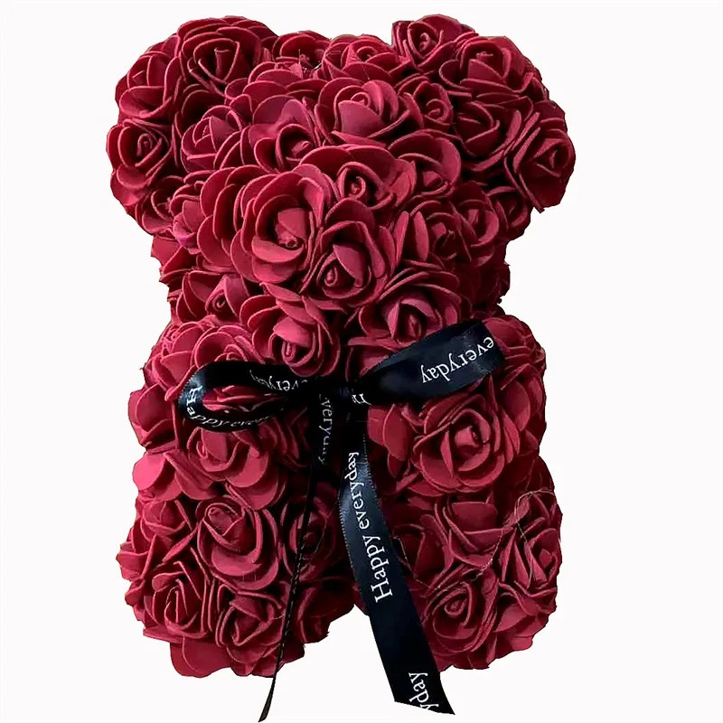 1pcs 25cm Rose Bear Artificial Foam Rose Flower Teddy Bear Valentines Day Gift B