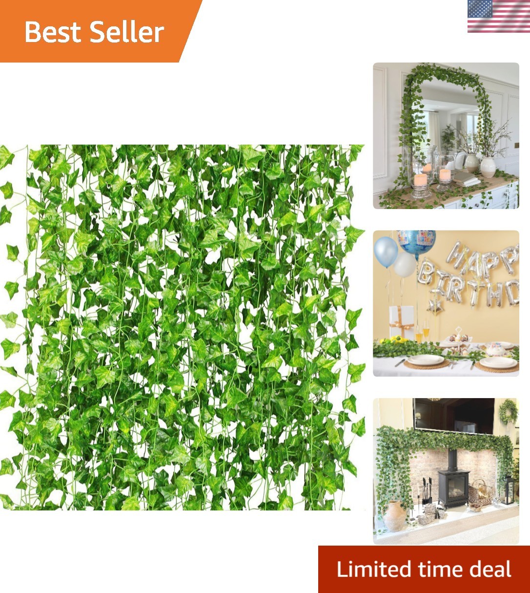 84ft Artificial Silk Ivy Vines – Ideal for Parties and Outdoor Events