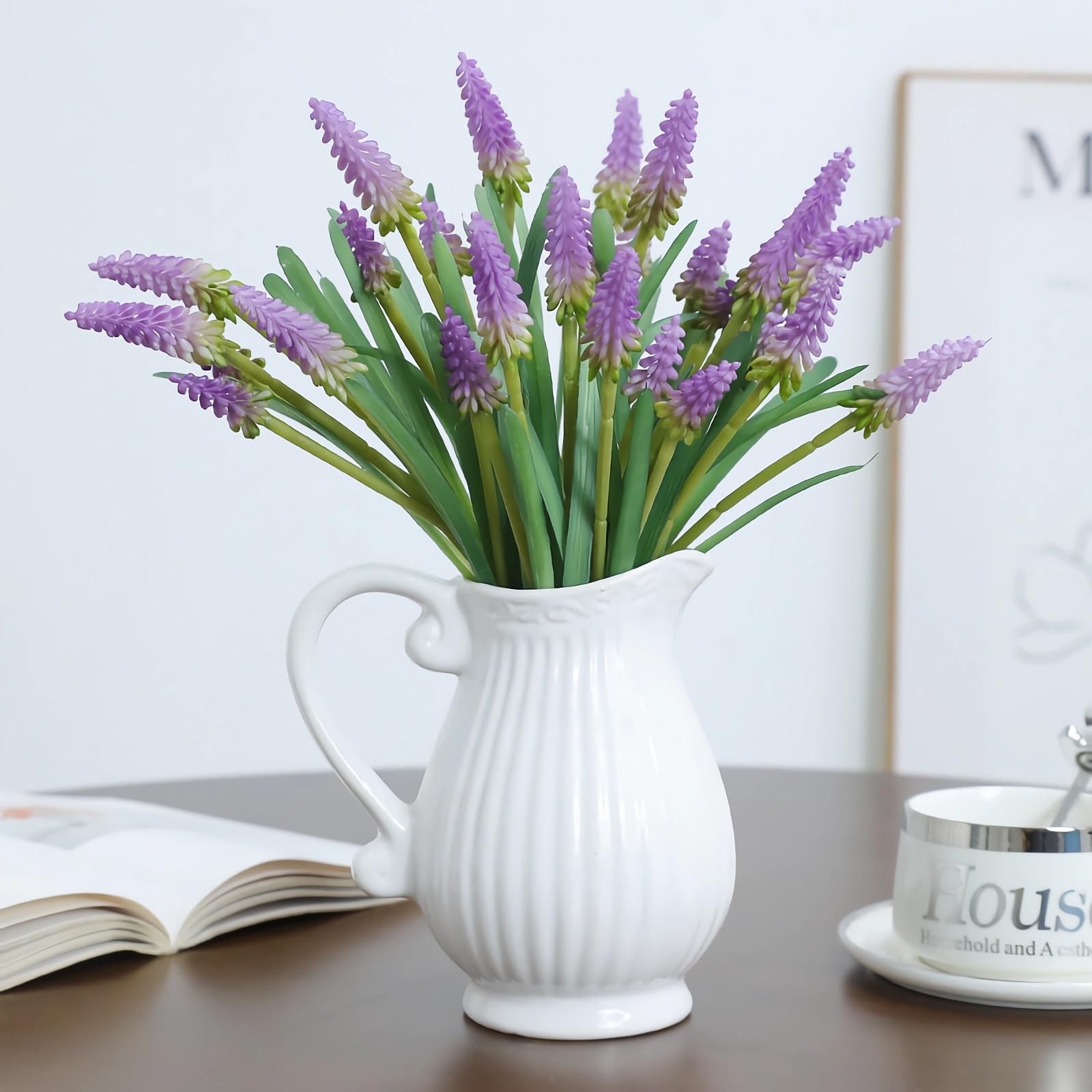 10pcs Artificial Grape Hyacinth 12″ Latex Fake Muscari Faux Hyacinth for Vase…