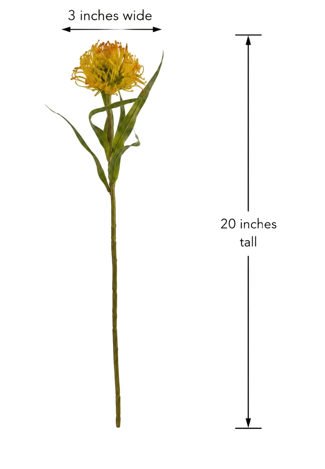 Artificial Yellow Orange Pincushion Protea Stem | Faux Leucospermum Flower | Tro