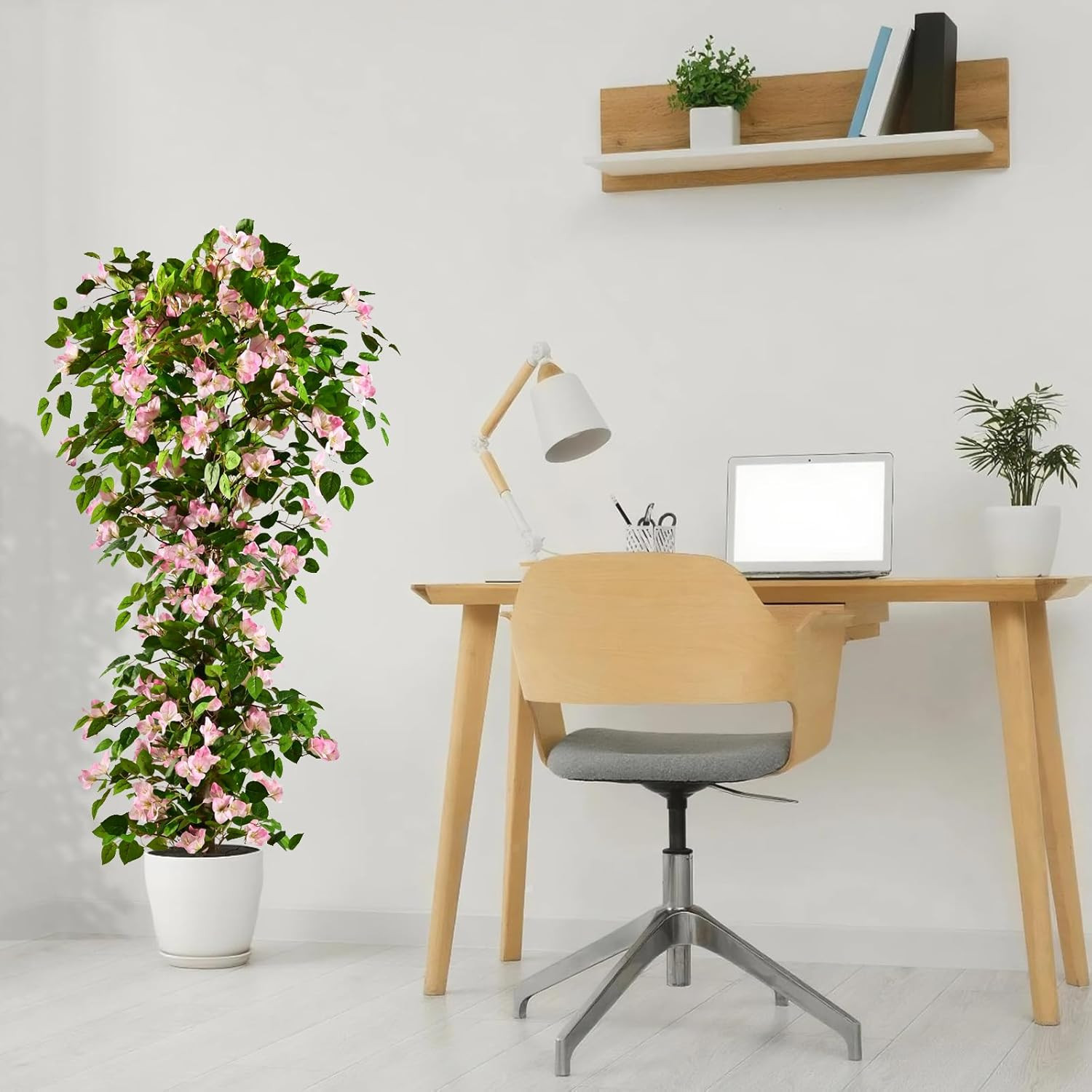 5FT Artificial Bougainvillea Tree – Realistic Pink/White Silk Floral Decor