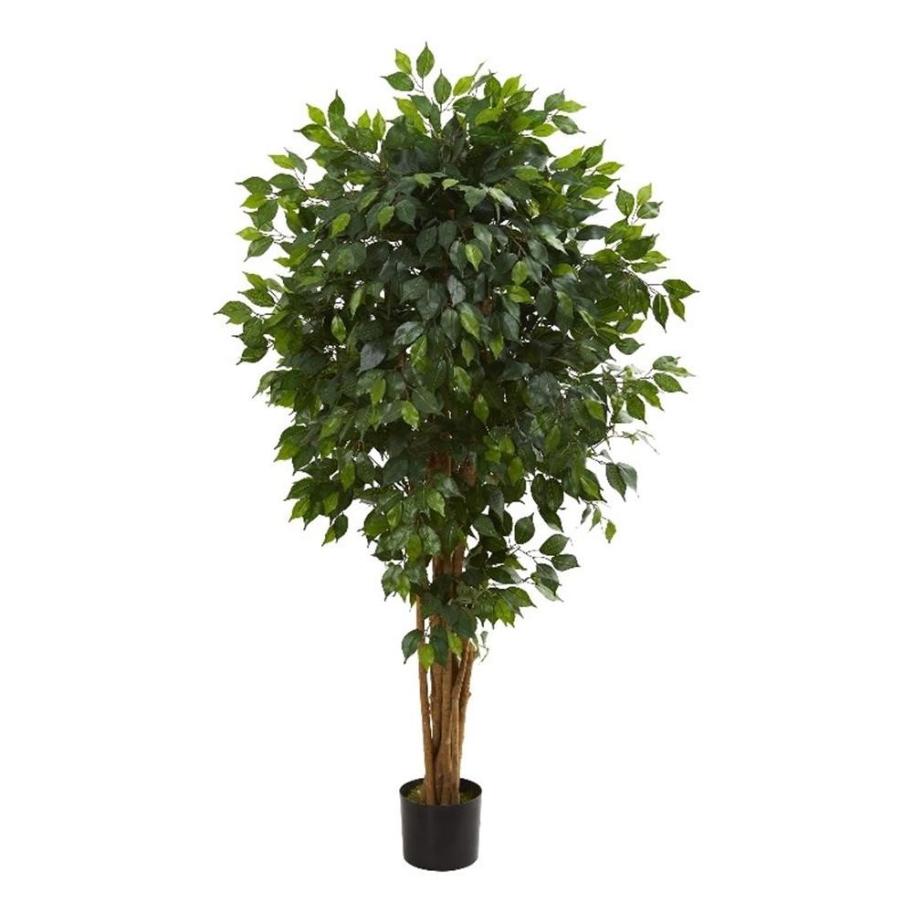 Nearly Natural 66″ Ficus Artificial Tree with Several Trunks in Green/Black
