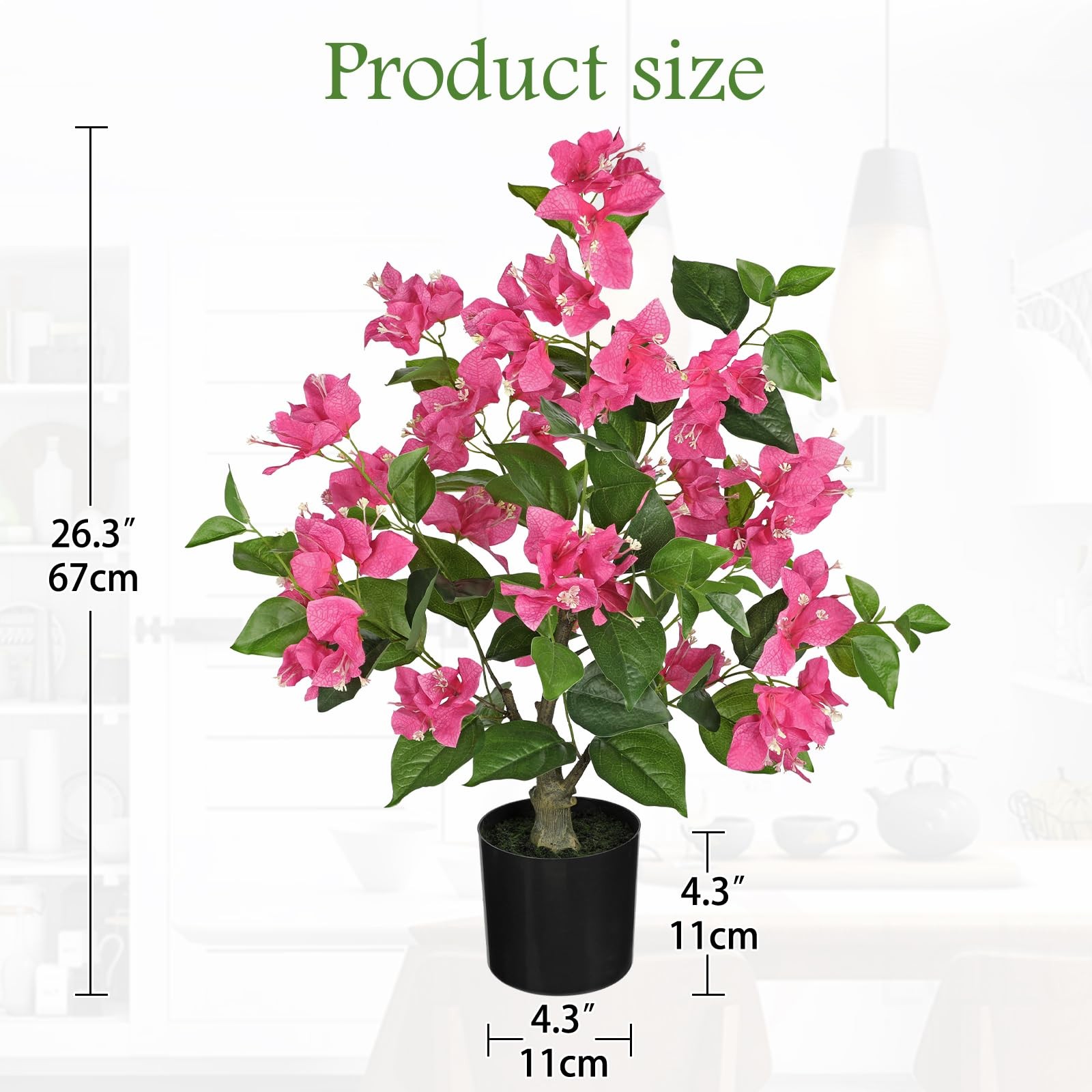 26.3 Inch Large Fake Bougainvillea Artificial Plants Flowers Indoor Pots Tree